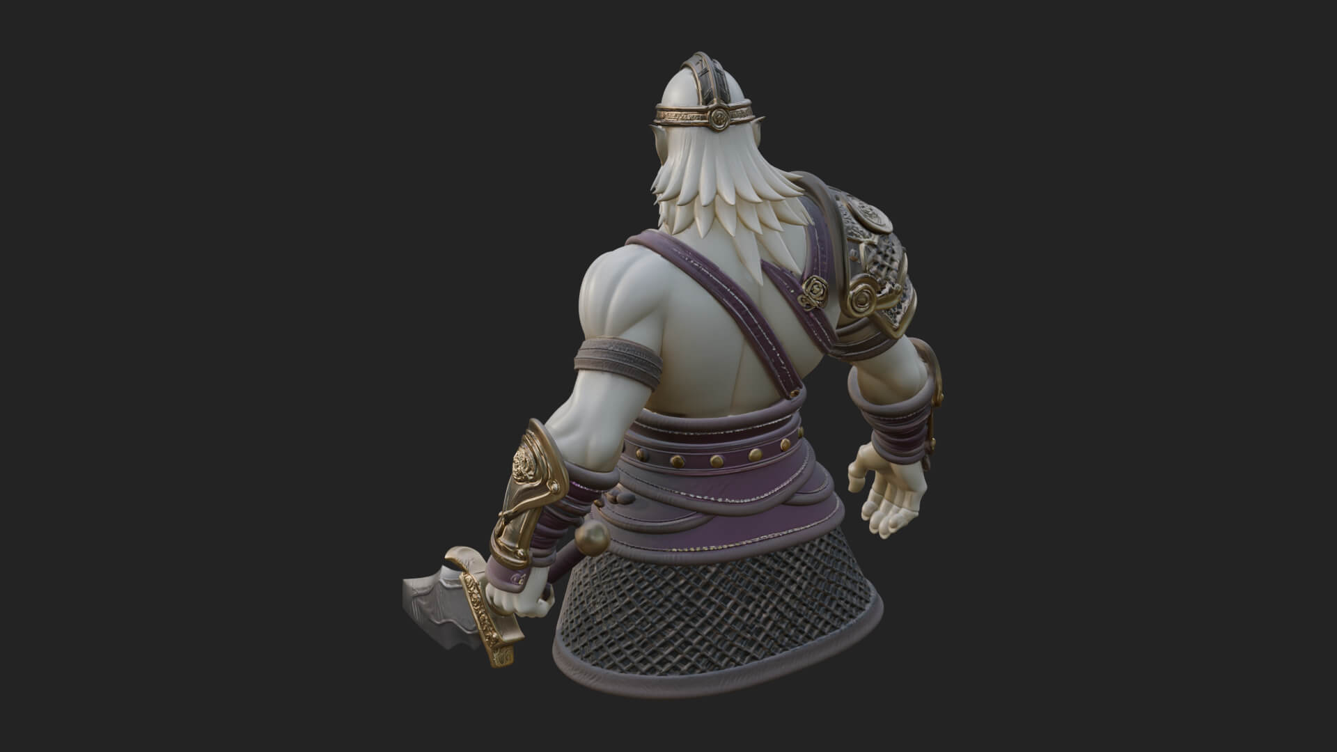 Twin Blade Old Warrior Statue Design 2 3D Print Model 3D Model