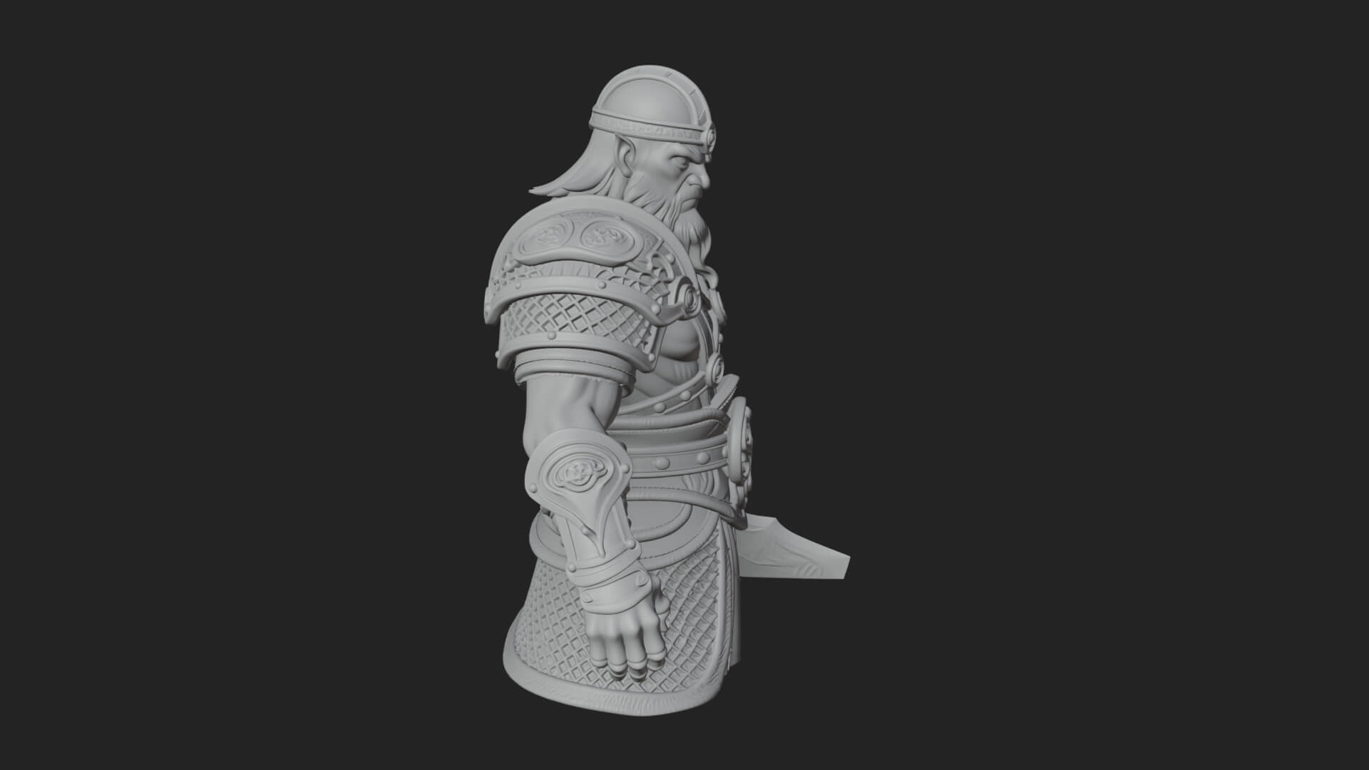 Twin Blade Old Warrior Statue Design 2 3D Print Model 3D Model