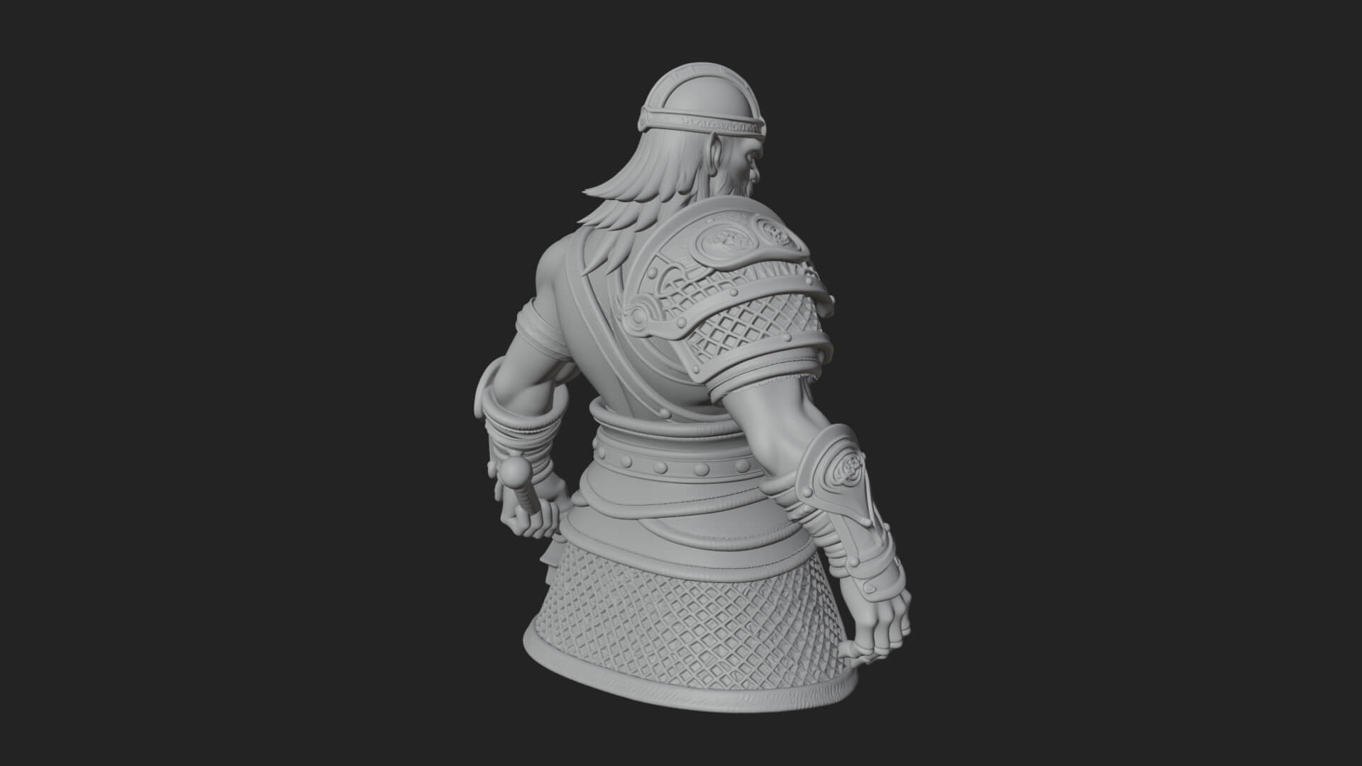 Twin Blade Old Warrior Statue Design 2 3D Print Model 3D Model