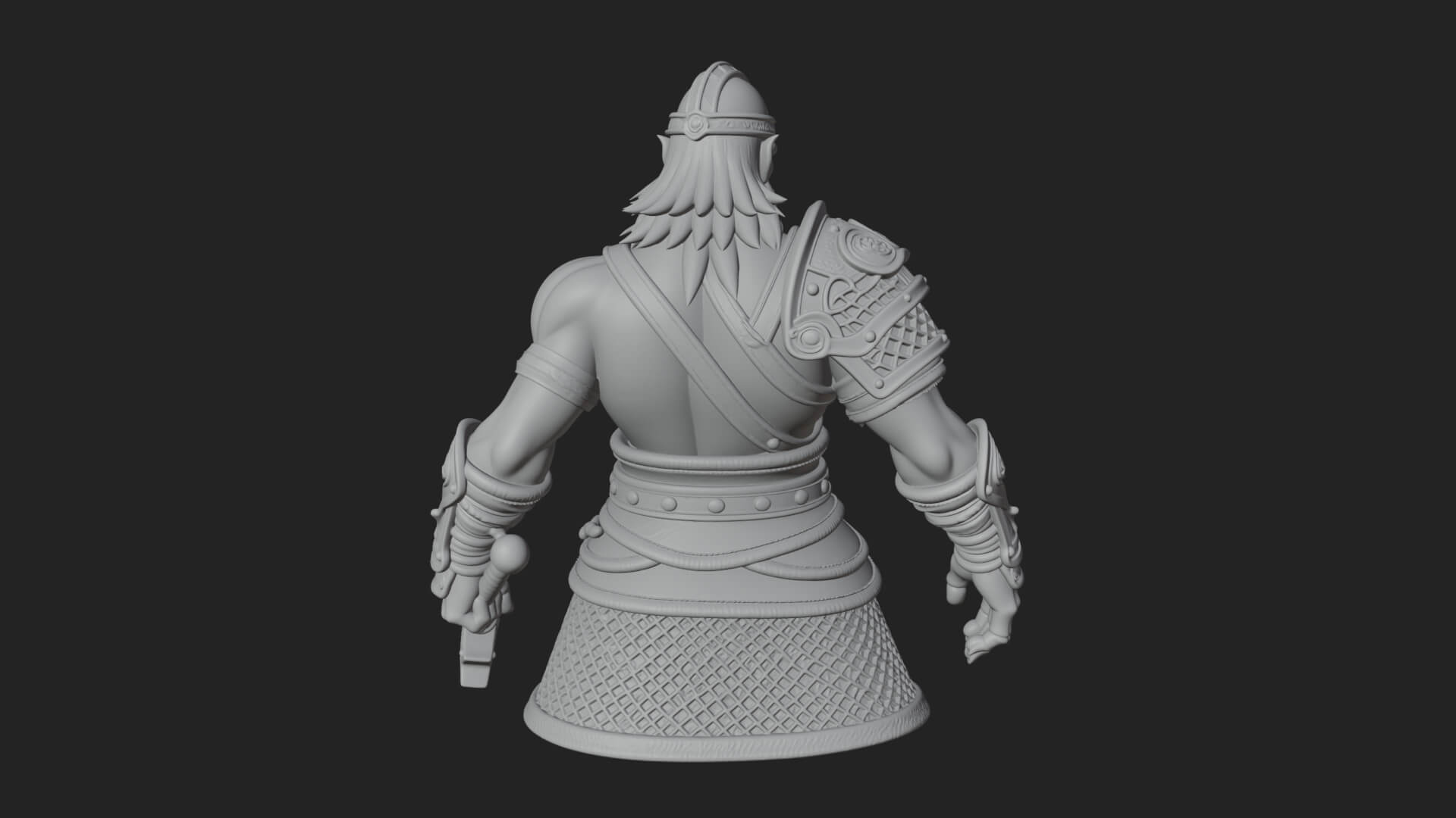 Twin Blade Old Warrior Statue Design 2 3D Print Model 3D Model