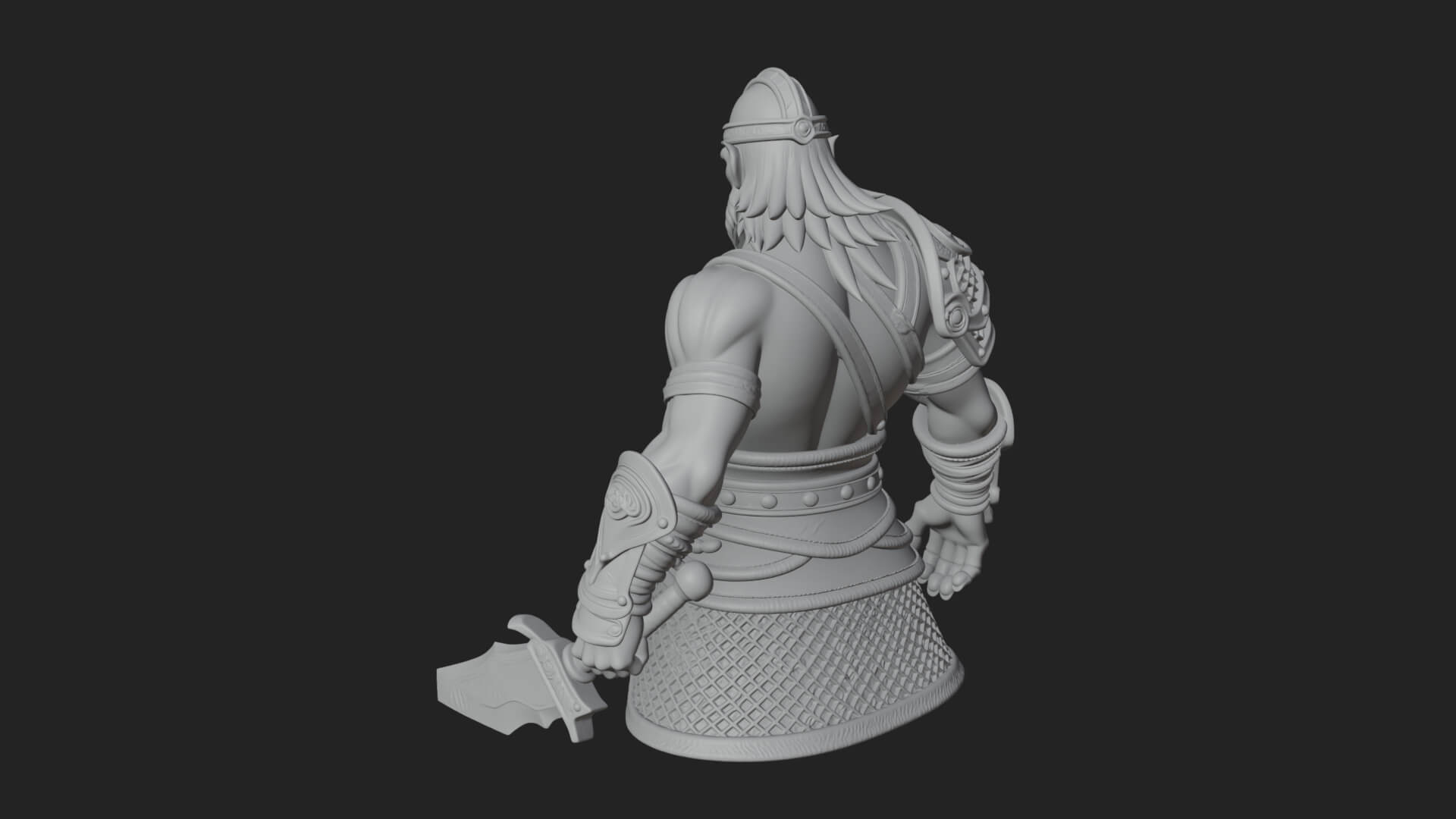 Twin Blade Old Warrior Statue Design 2 3D Print Model 3D Model