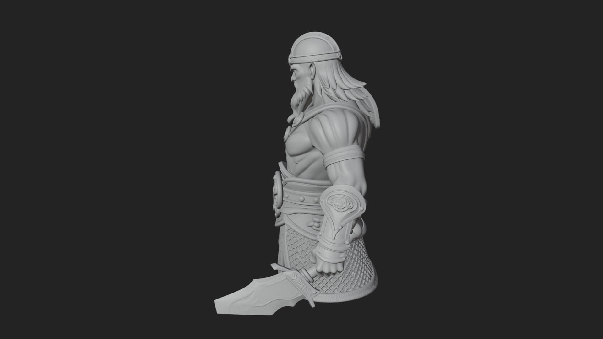 Twin Blade Old Warrior Statue Design 2 3D Print Model 3D Model