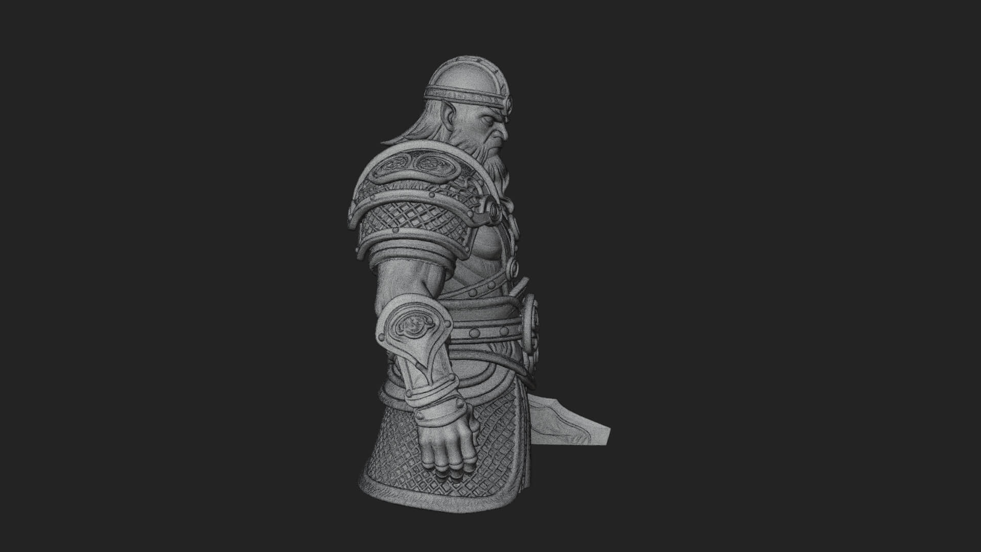Twin Blade Old Warrior Statue Design 2 3D Print Model 3D Model