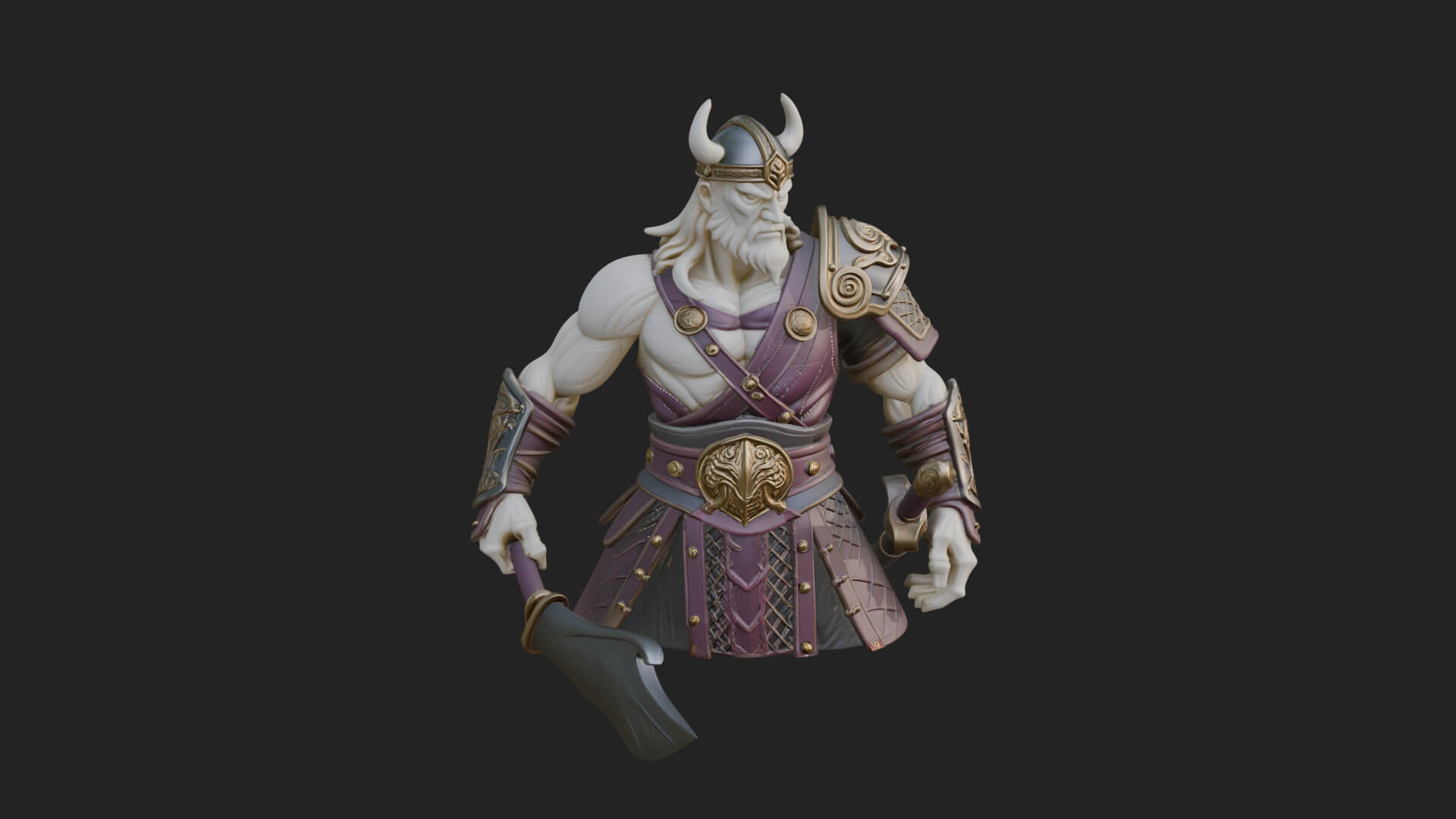 Twin Blade Old Warrior Statue Design 3 3D Print Model 3D Model