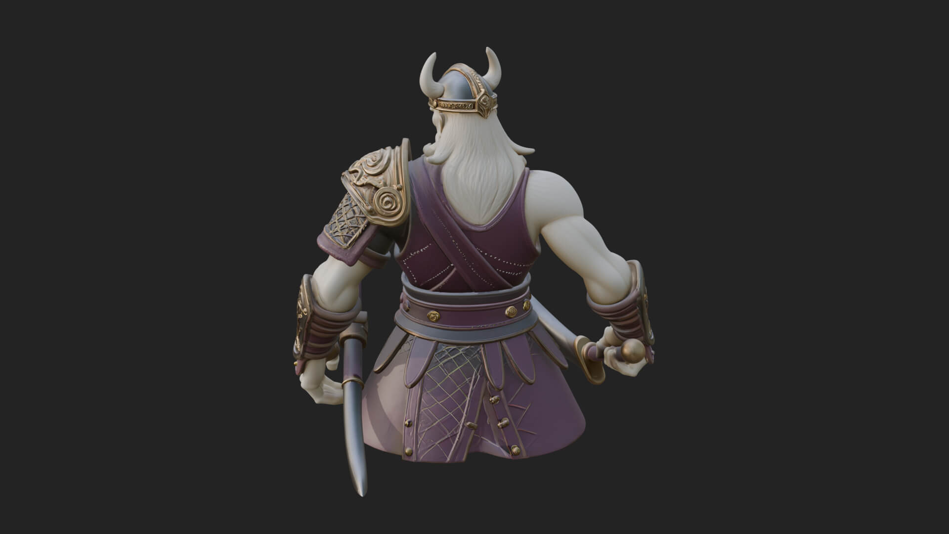 Twin Blade Old Warrior Statue Design 3 3D Print Model 3D Model