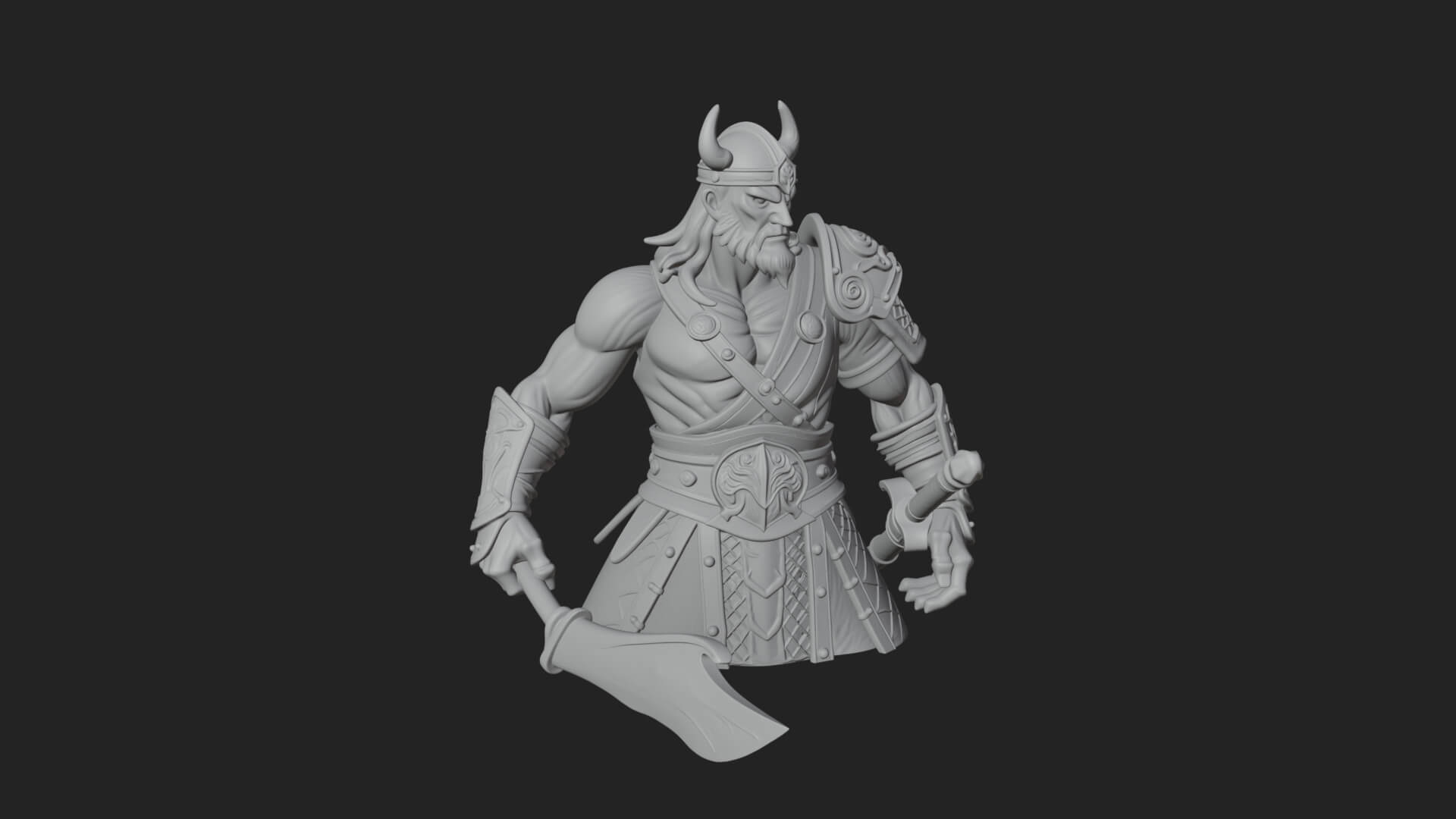 Twin Blade Old Warrior Statue Design 3 3D Print Model 3D Model