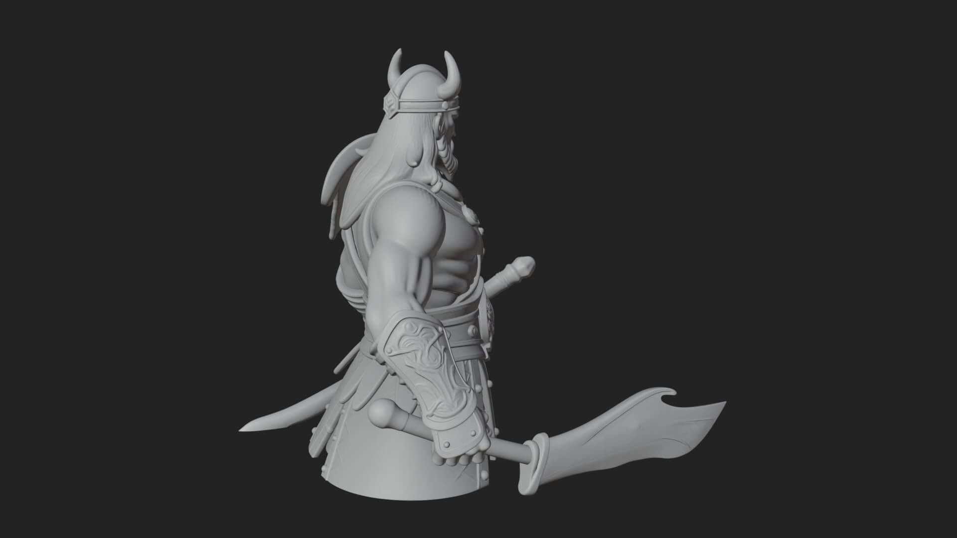 Twin Blade Old Warrior Statue Design 3 3D Print Model 3D Model