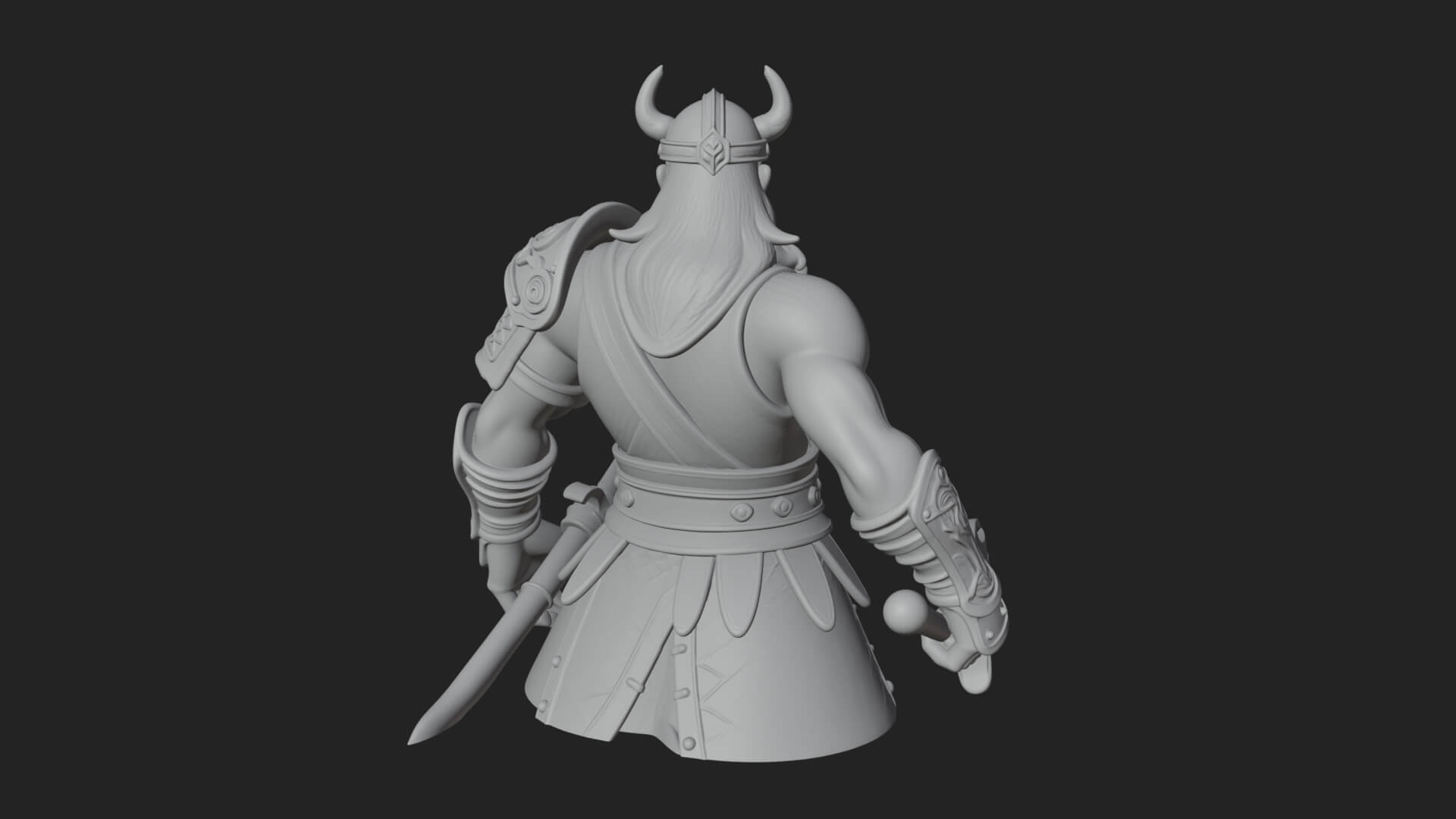 Twin Blade Old Warrior Statue Design 3 3D Print Model 3D Model