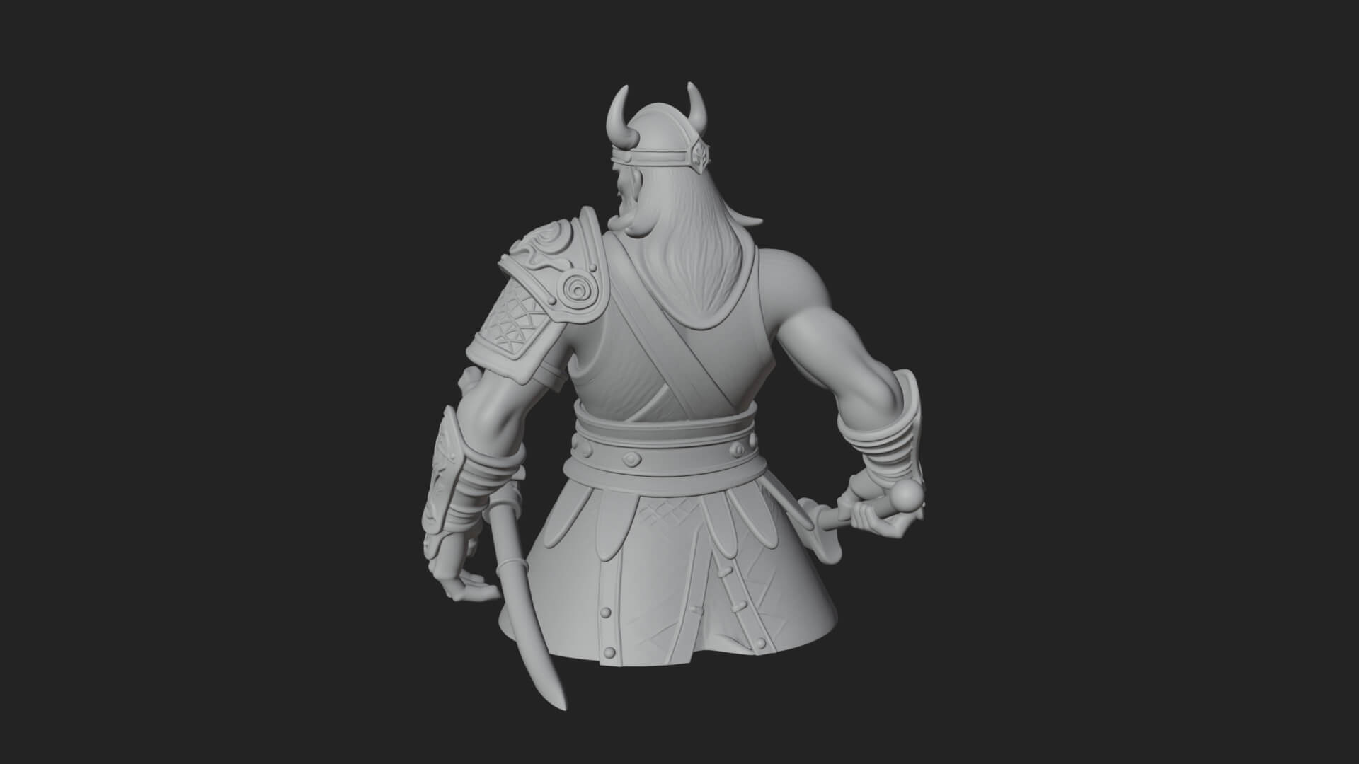 Twin Blade Old Warrior Statue Design 3 3D Print Model 3D Model