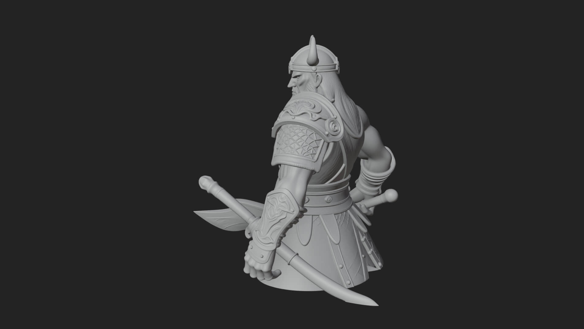 Twin Blade Old Warrior Statue Design 3 3D Print Model 3D Model