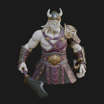 Twin Blade Old Warrior Statue Design 3 3D Print Model