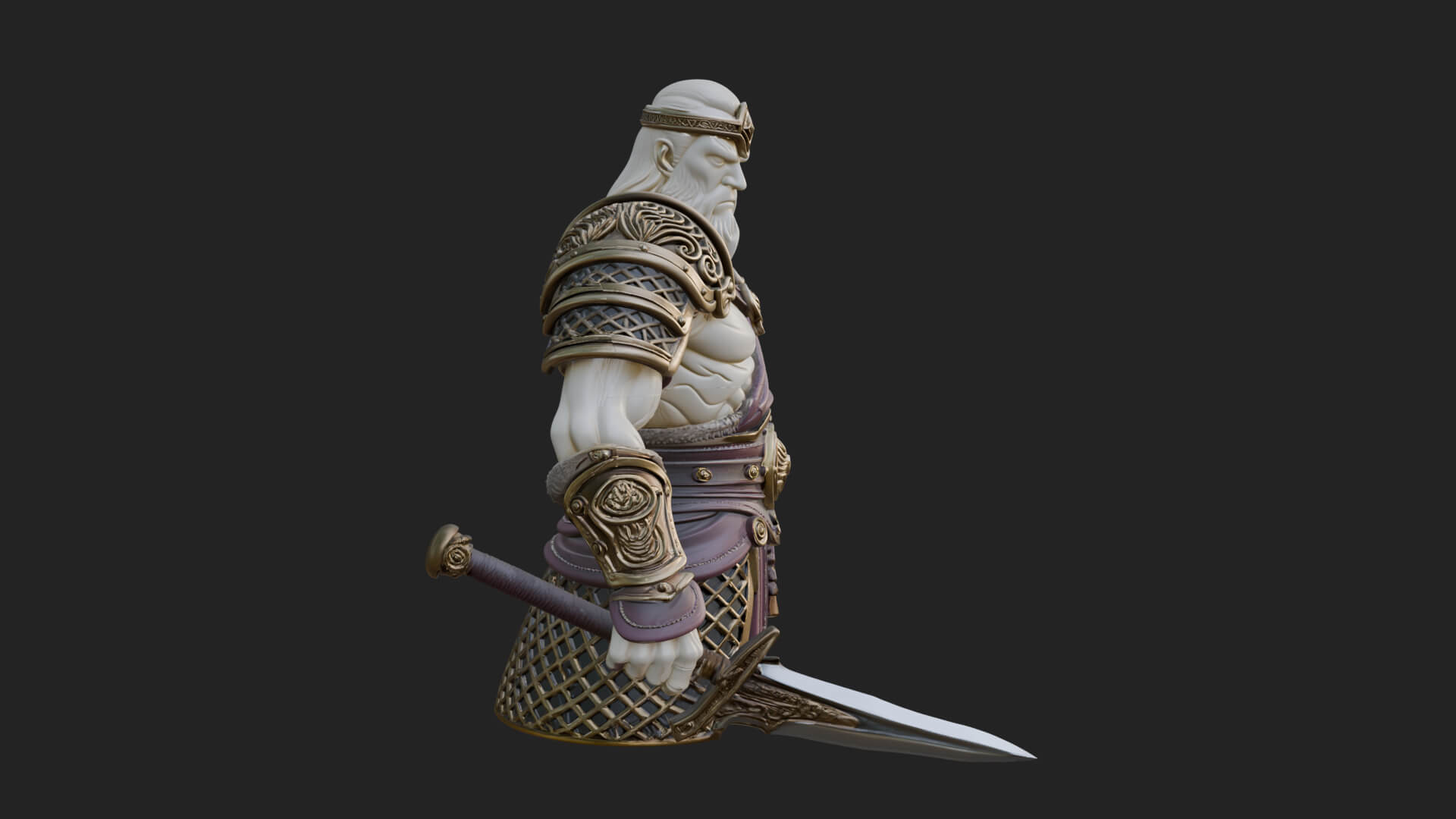 Twin Blade Old Warrior Statue Design 4 3D Print Model 3D Model
