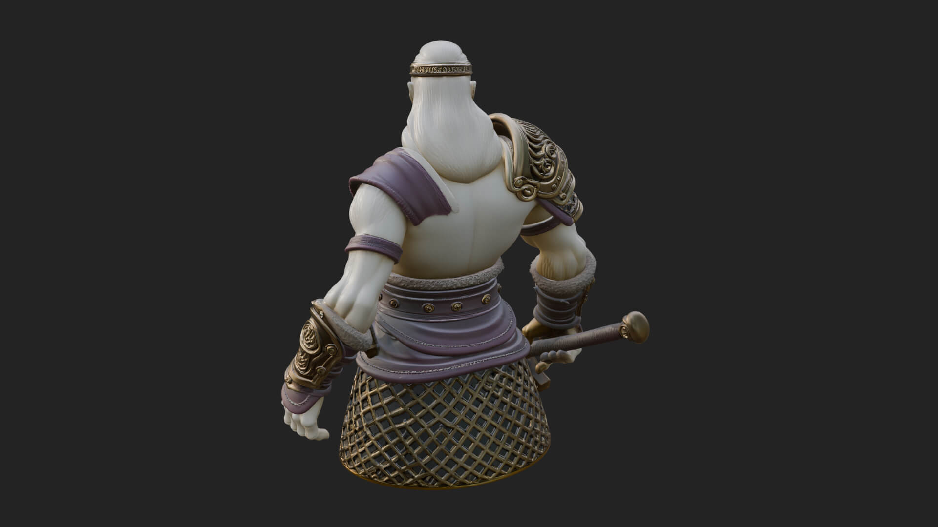 Twin Blade Old Warrior Statue Design 4 3D Print Model 3D Model
