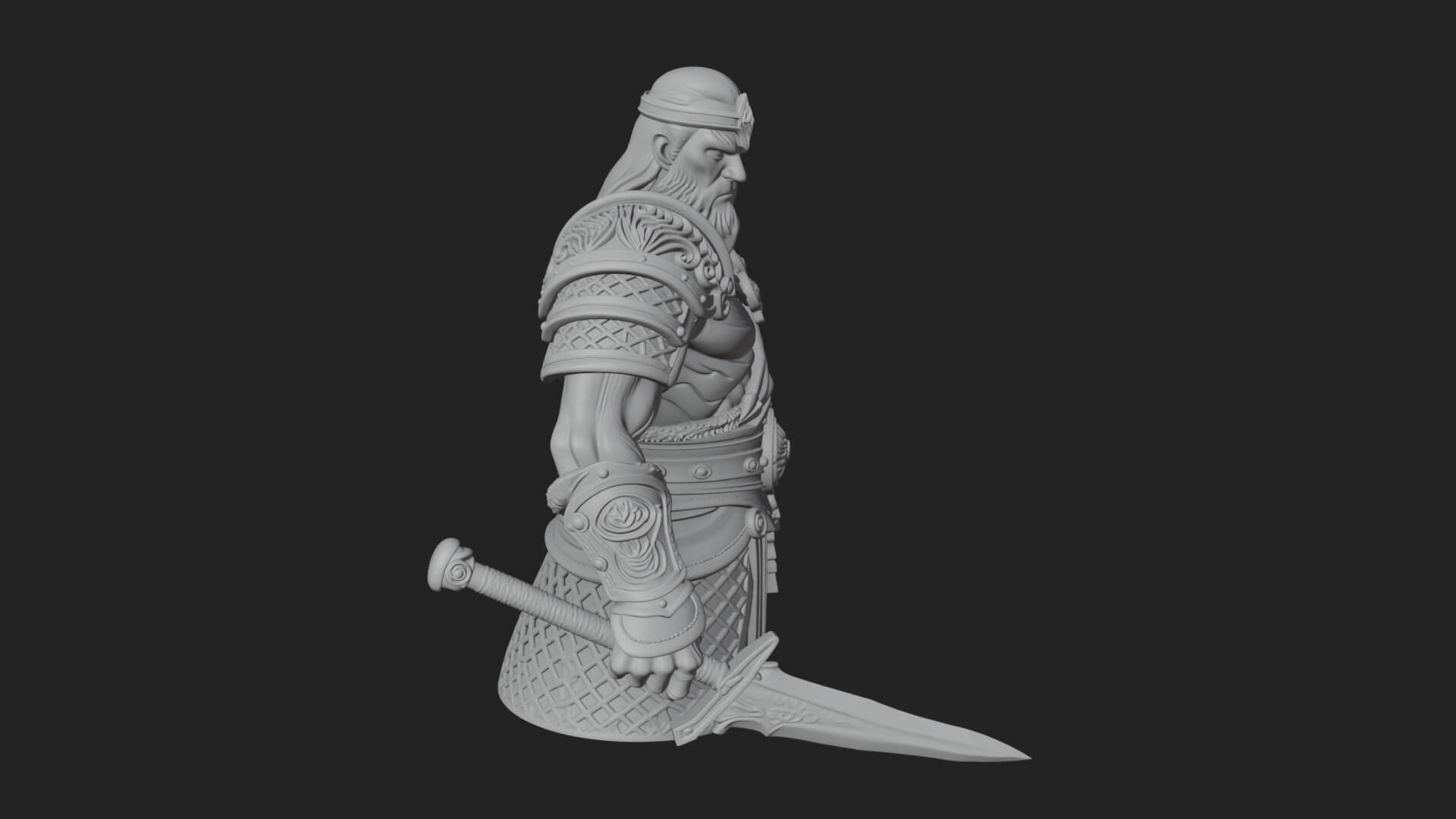 Twin Blade Old Warrior Statue Design 4 3D Print Model 3D Model