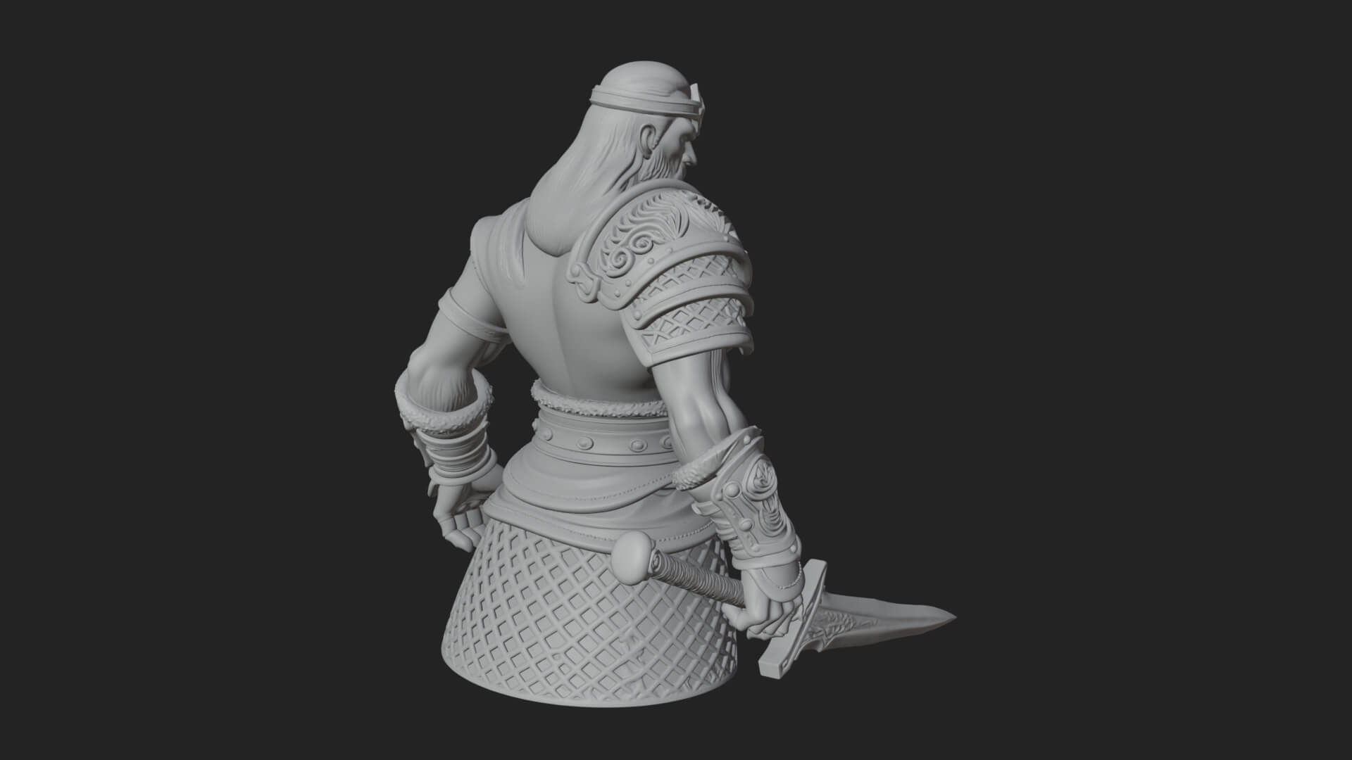 Twin Blade Old Warrior Statue Design 4 3D Print Model 3D Model