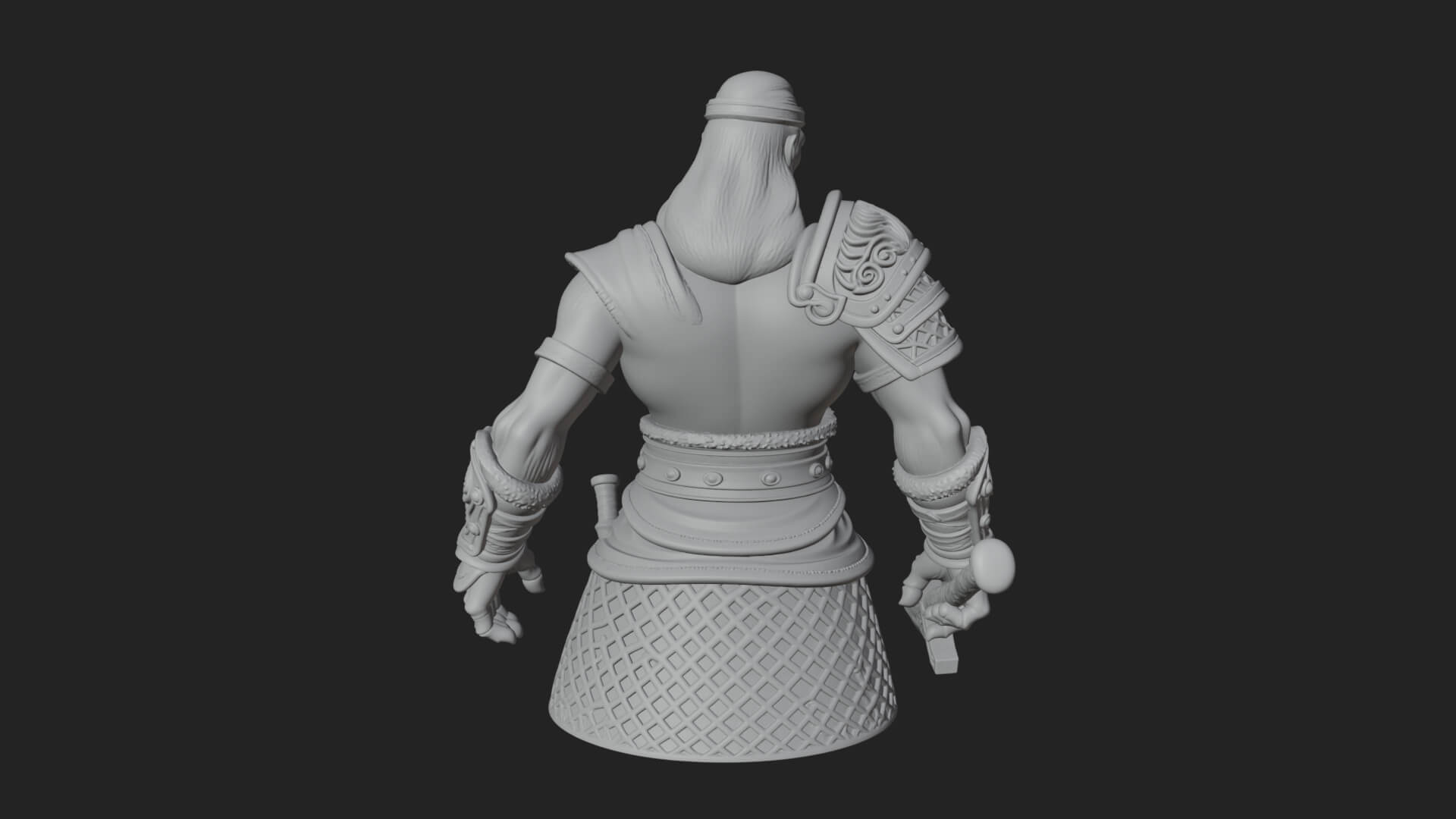 Twin Blade Old Warrior Statue Design 4 3D Print Model 3D Model