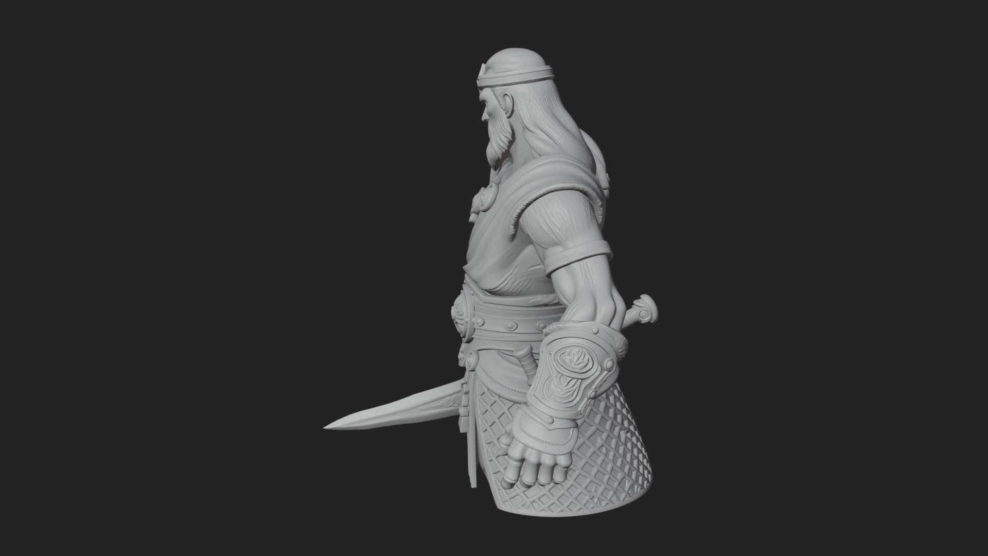 Twin Blade Old Warrior Statue Design 4 3D Print Model 3D Model