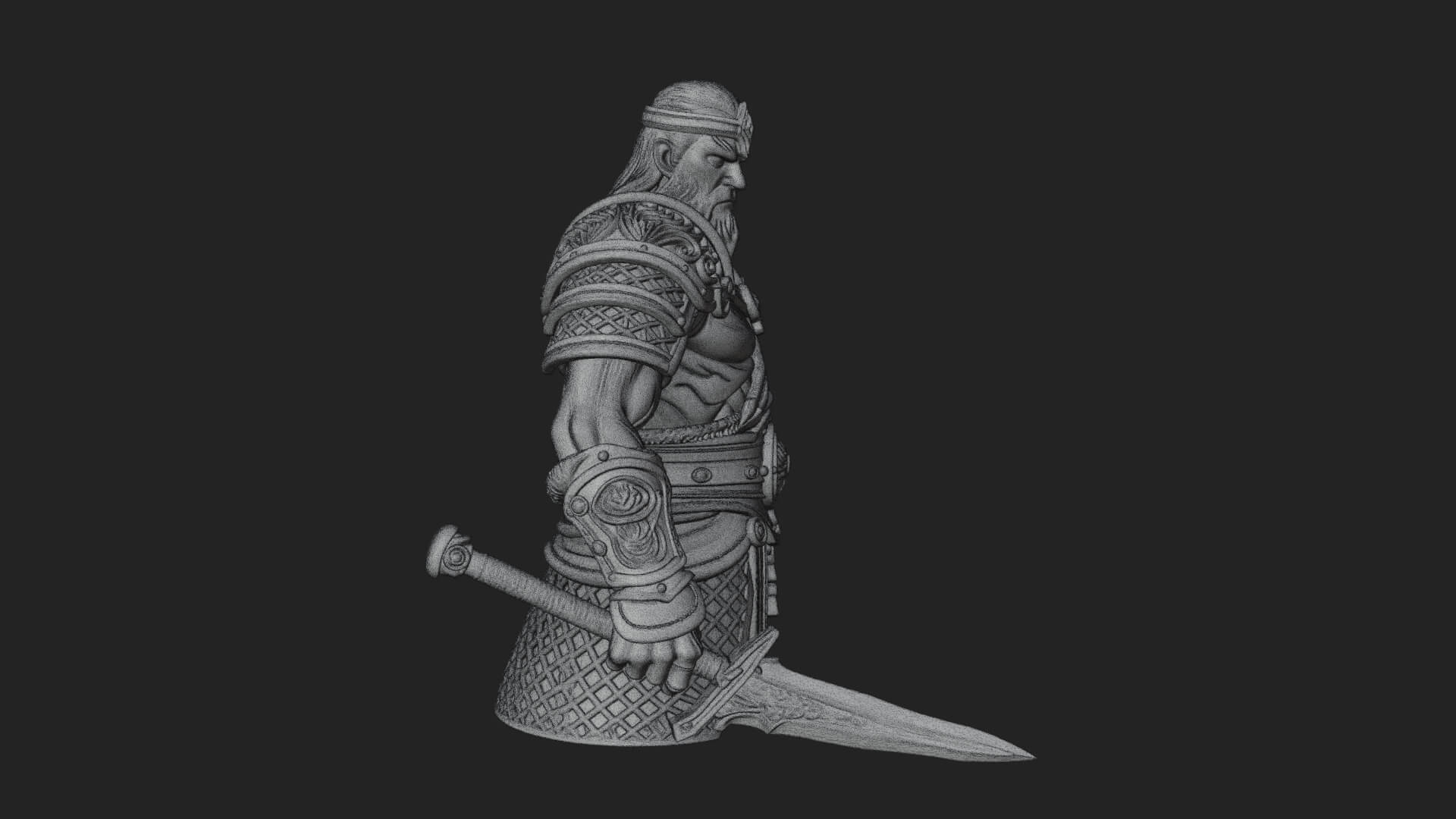Twin Blade Old Warrior Statue Design 4 3D Print Model 3D Model