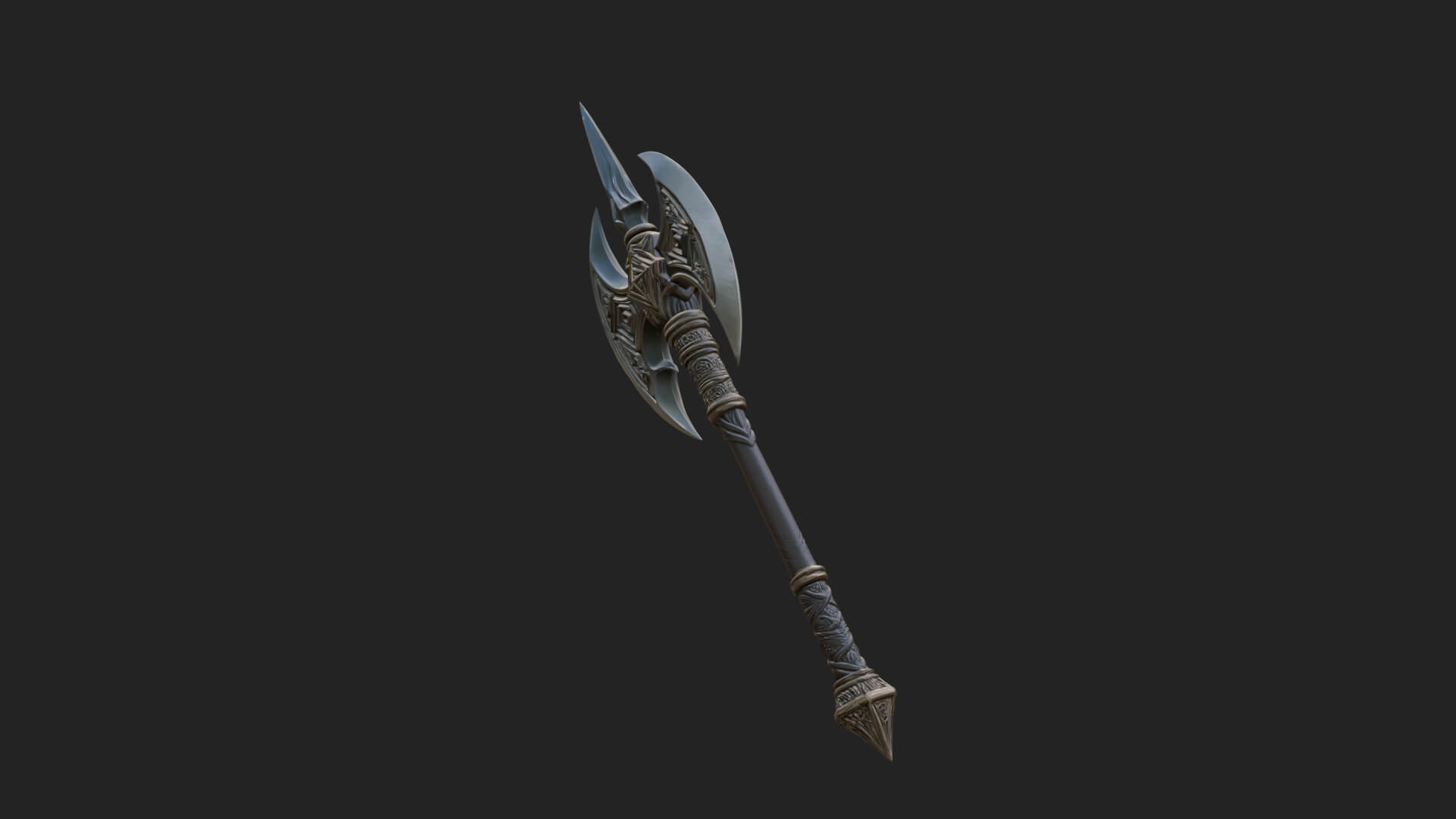 Twin Blade War Axe Model Design 1 3D Print Model 3D Model