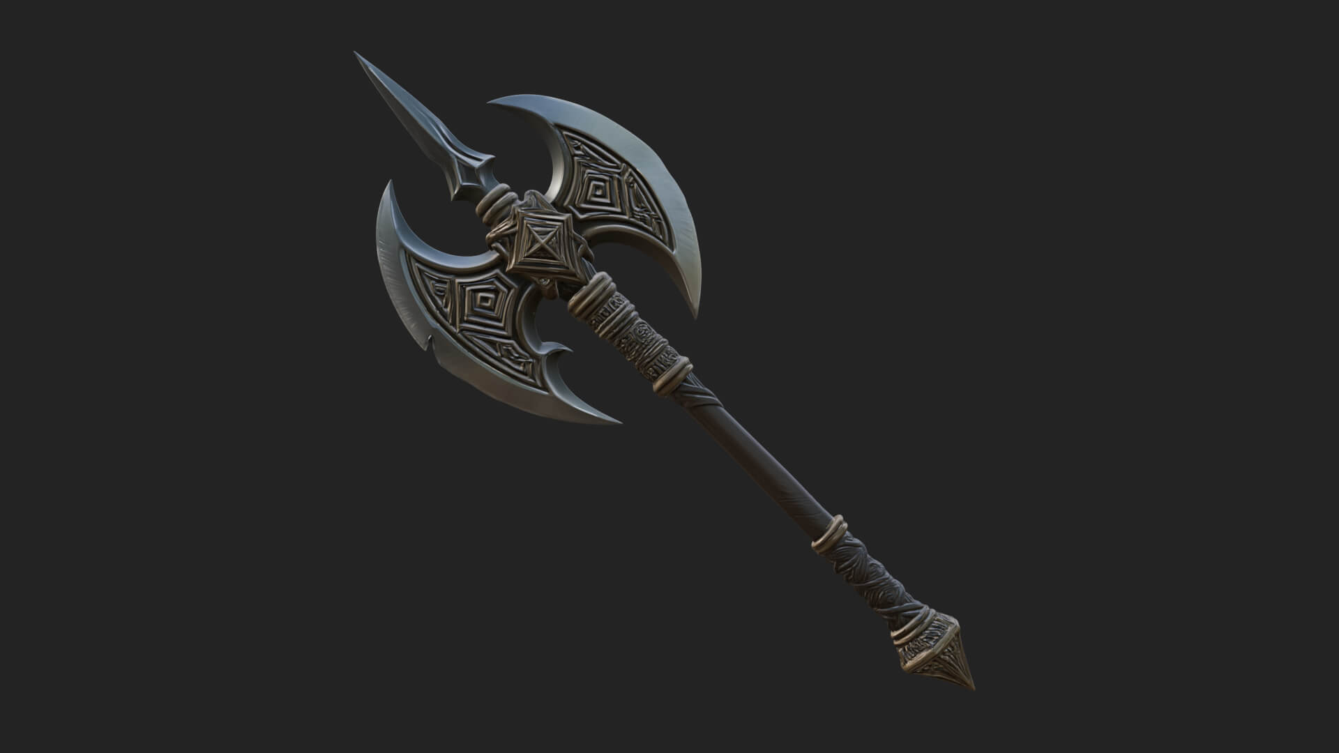 Twin Blade War Axe Model Design 1 3D Print Model 3D Model