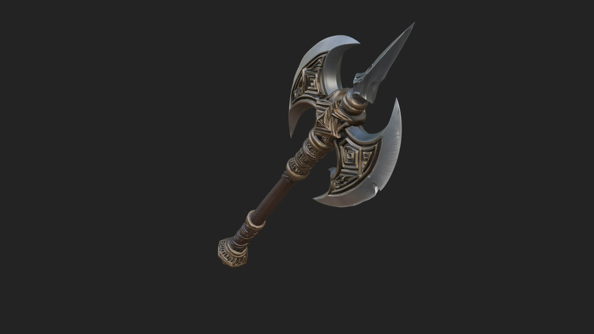 Twin Blade War Axe Model Design 1 3D Print Model 3D Model