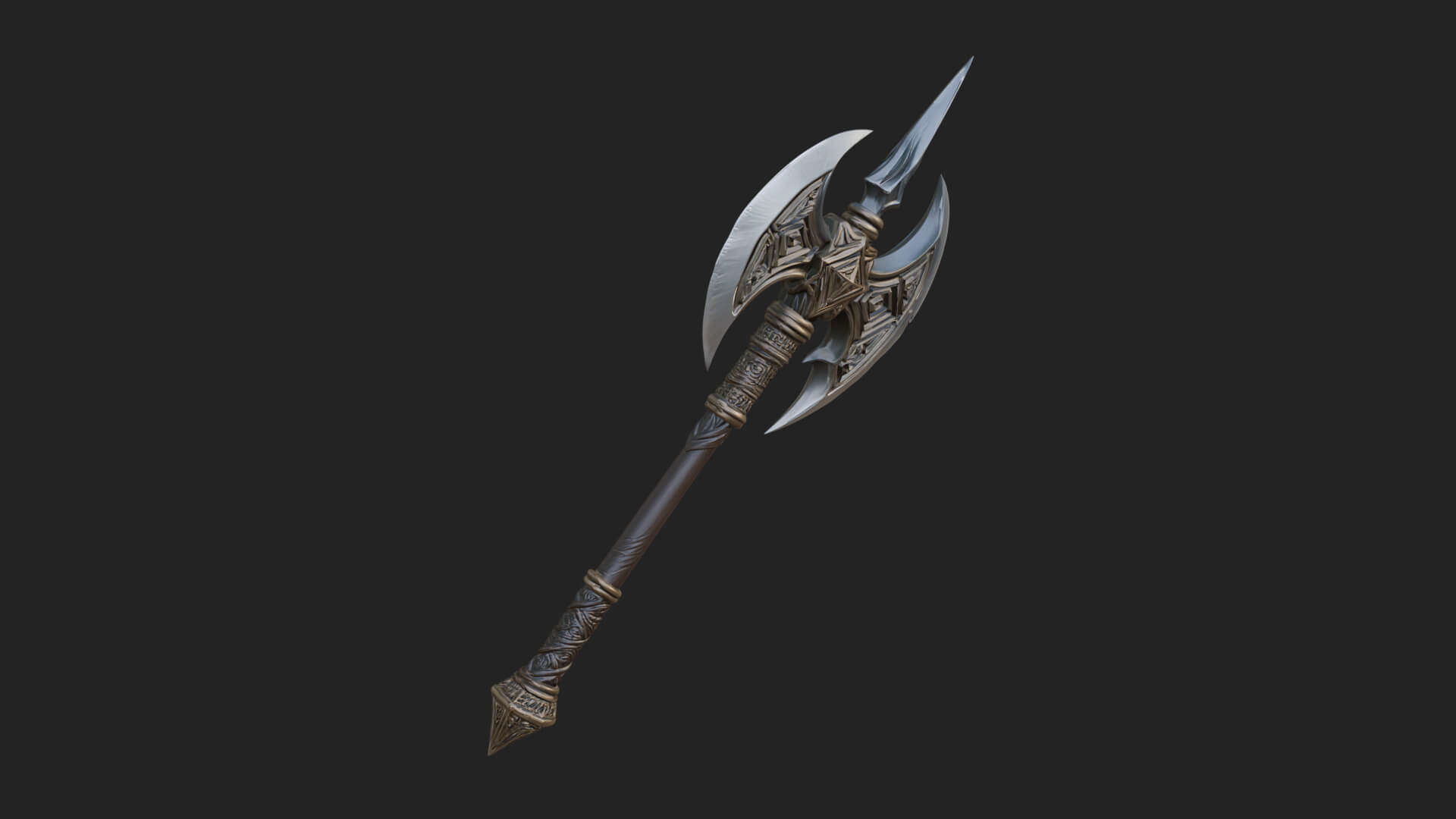 Twin Blade War Axe Model Design 1 3D Print Model 3D Model