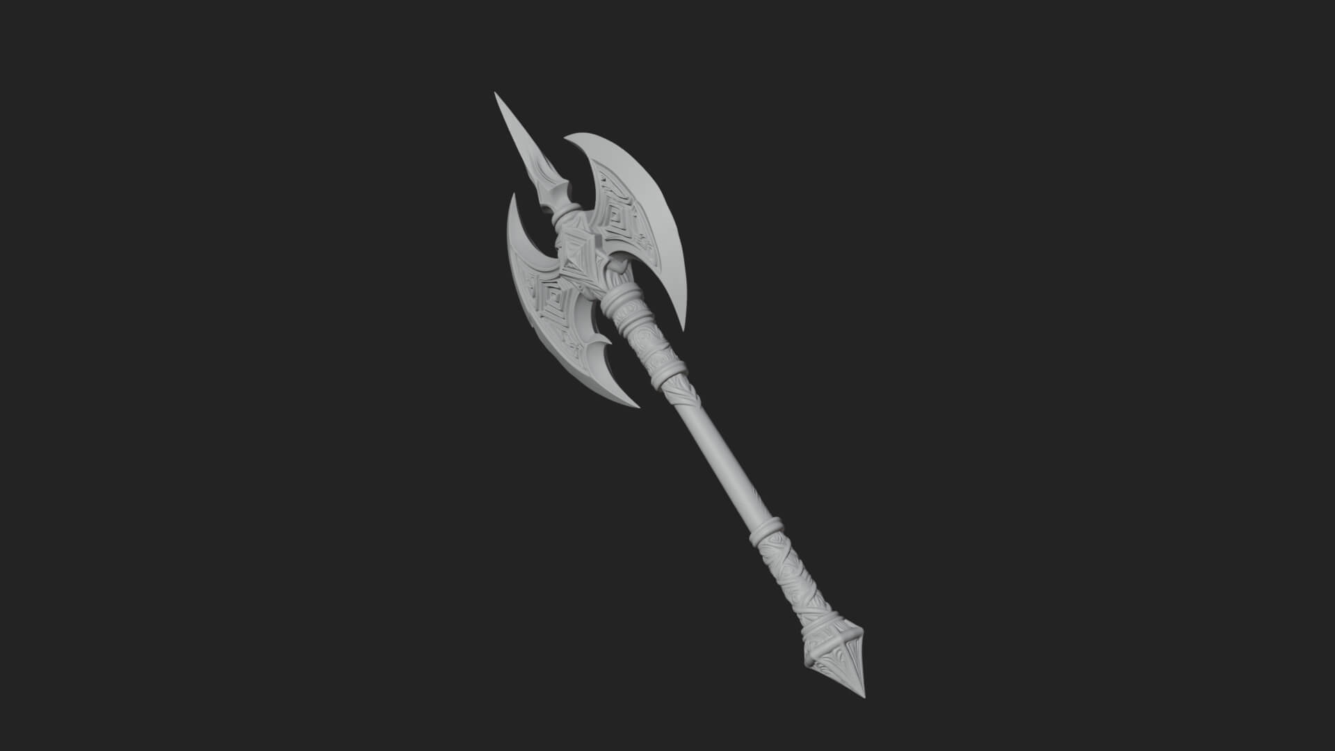 Twin Blade War Axe Model Design 1 3D Print Model 3D Model