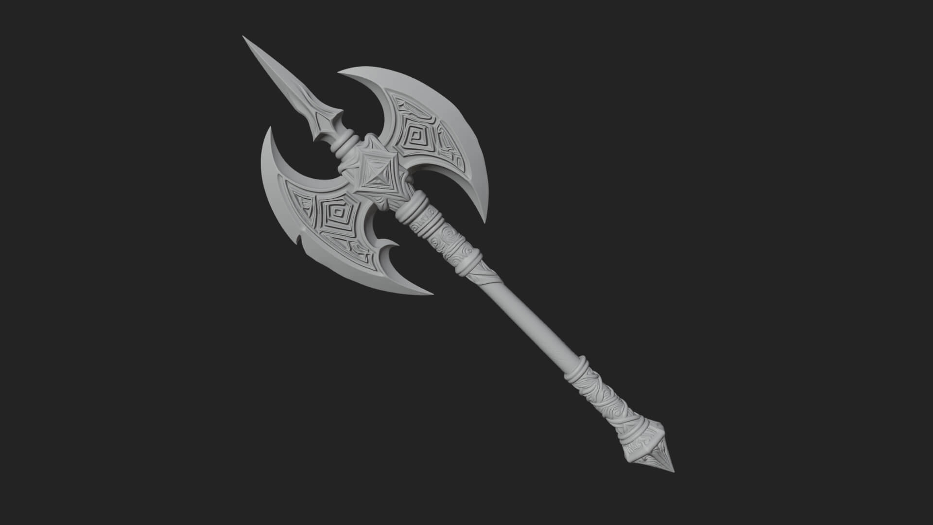 Twin Blade War Axe Model Design 1 3D Print Model 3D Model