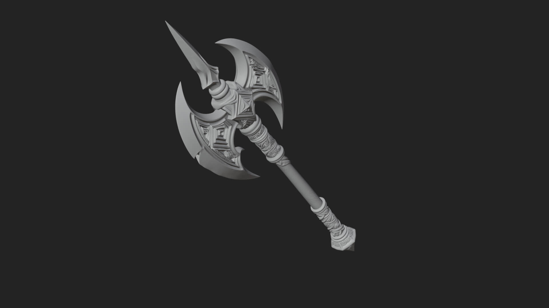 Twin Blade War Axe Model Design 1 3D Print Model 3D Model