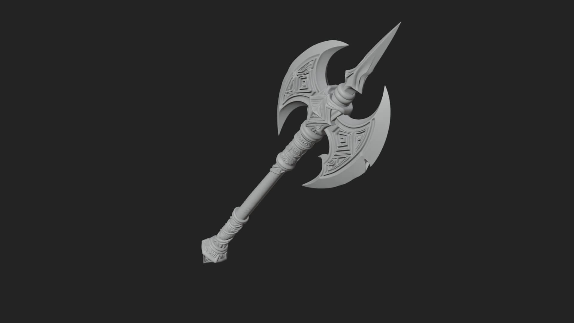 Twin Blade War Axe Model Design 1 3D Print Model 3D Model