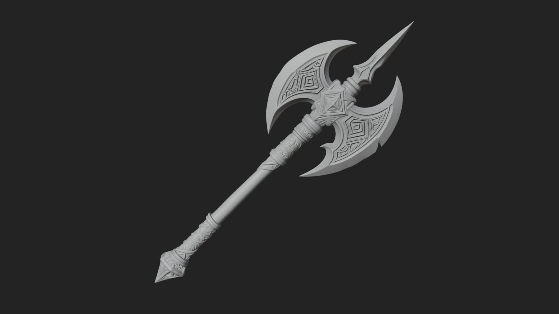 Twin Blade War Axe Model Design 1 3D Print Model 3D Model
