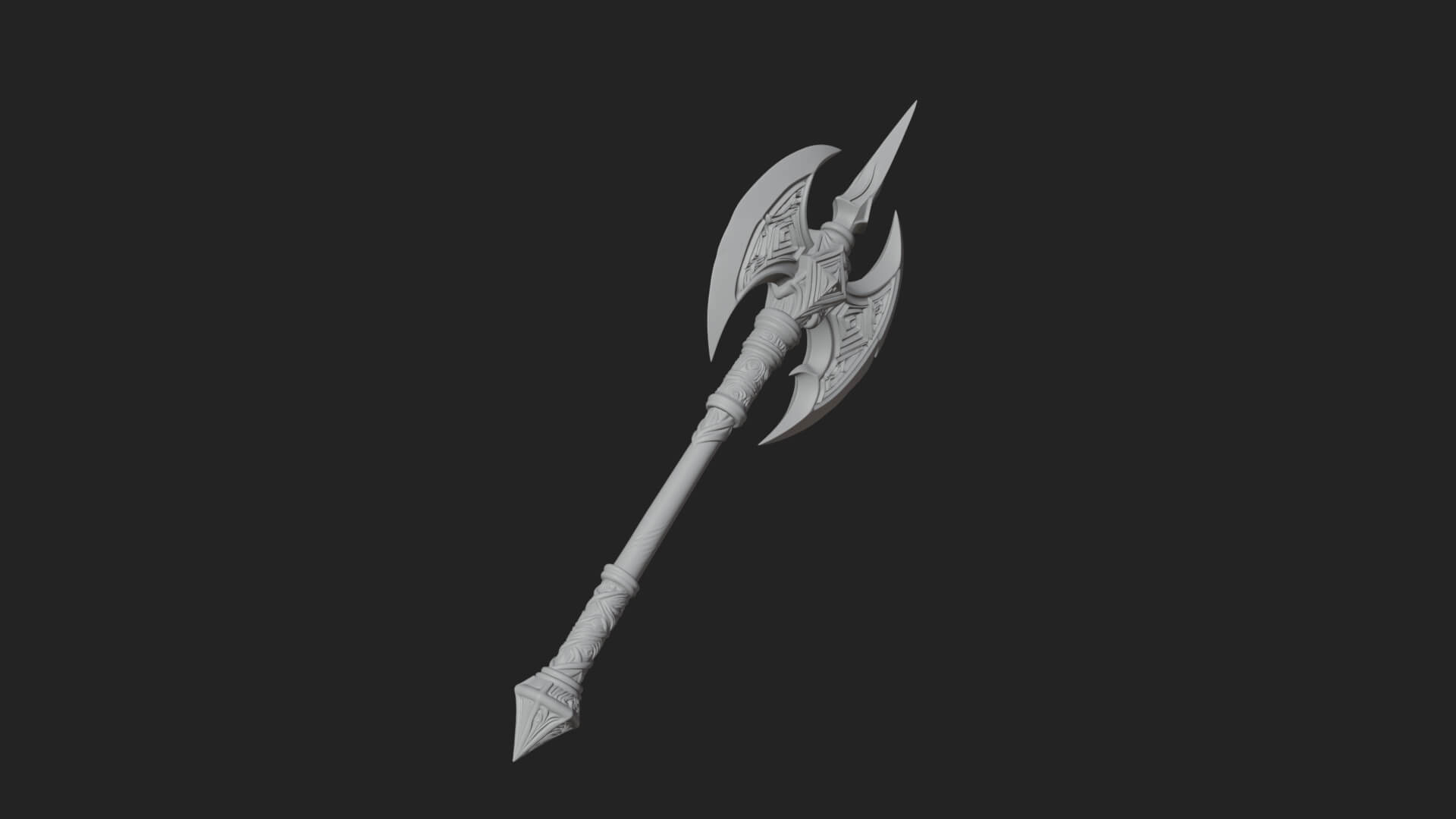 Twin Blade War Axe Model Design 1 3D Print Model 3D Model