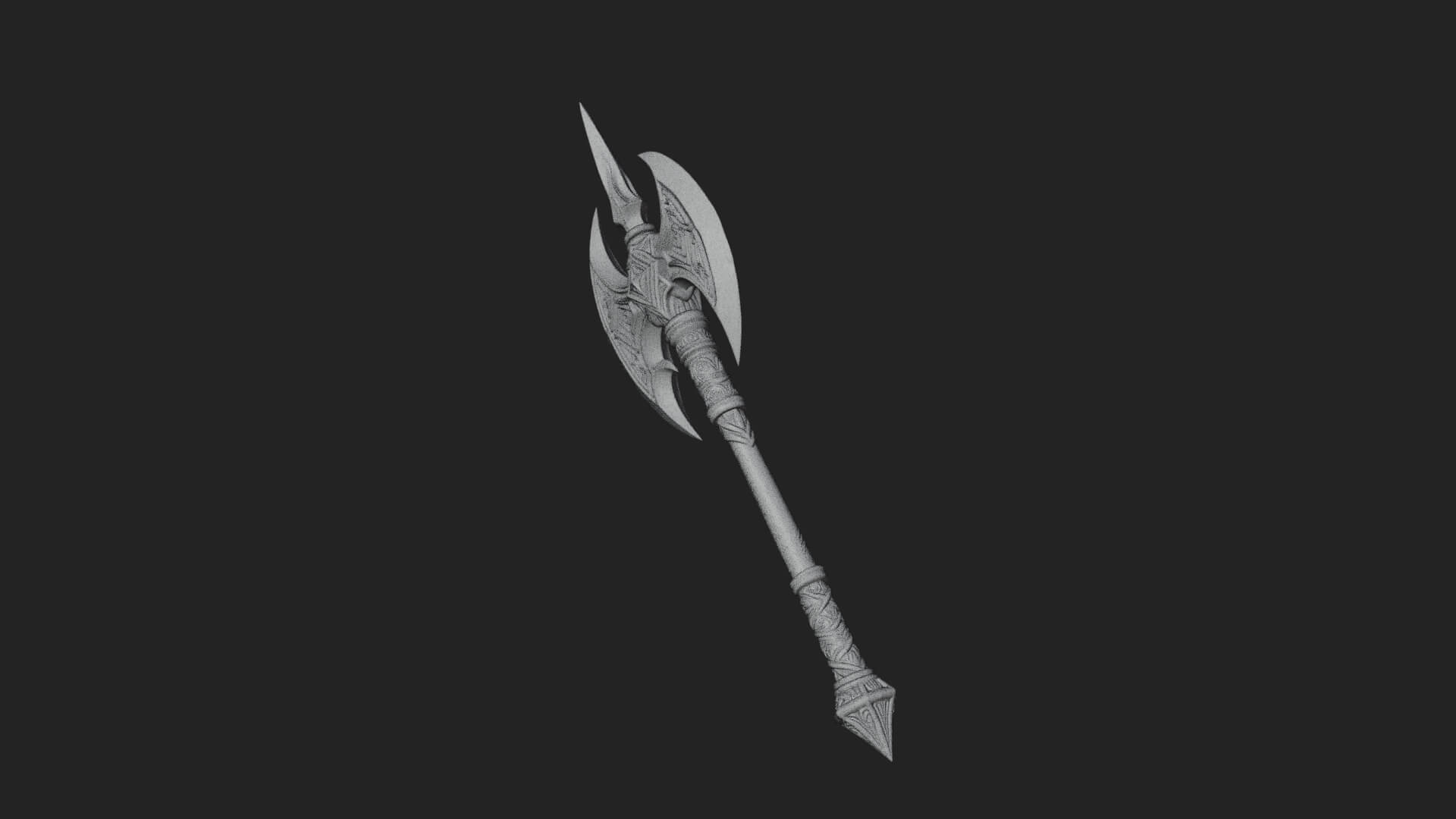 Twin Blade War Axe Model Design 1 3D Print Model 3D Model