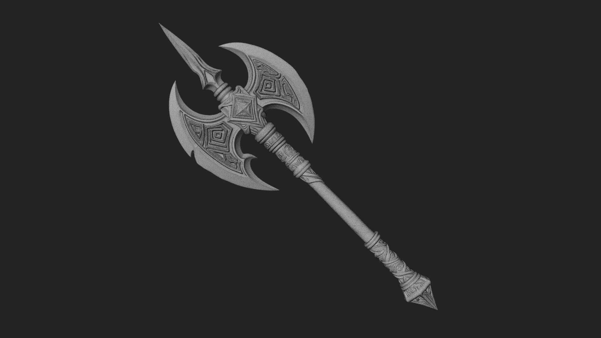 Twin Blade War Axe Model Design 1 3D Print Model 3D Model