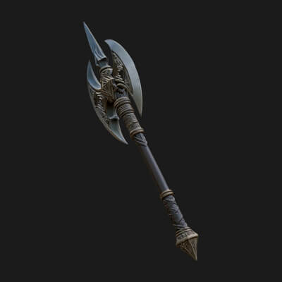 Twin Blade War Axe Model Design 1 3D Print Model