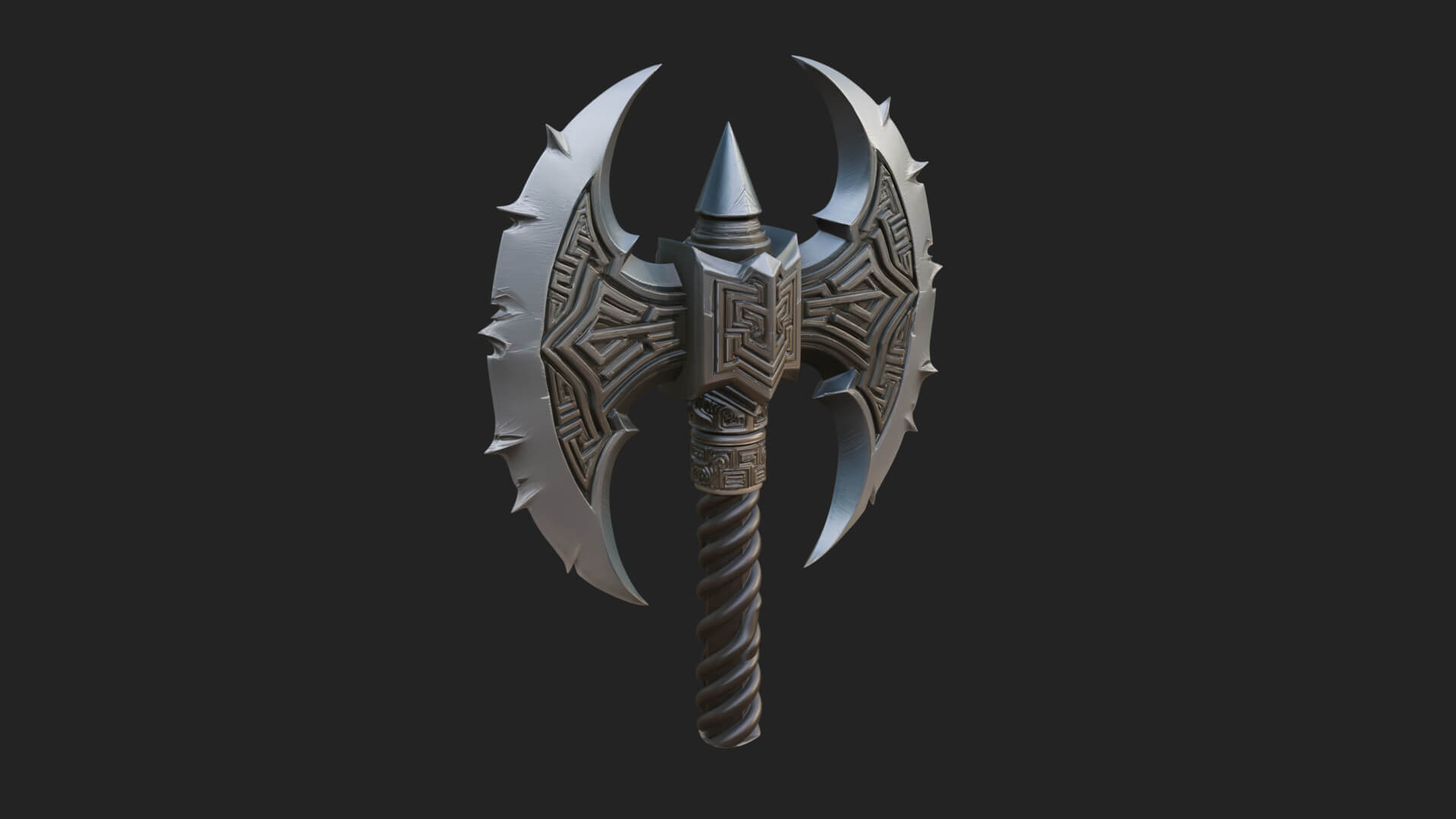 Twin Blade War Axe Model Design 10 3D Print Model 3D Model