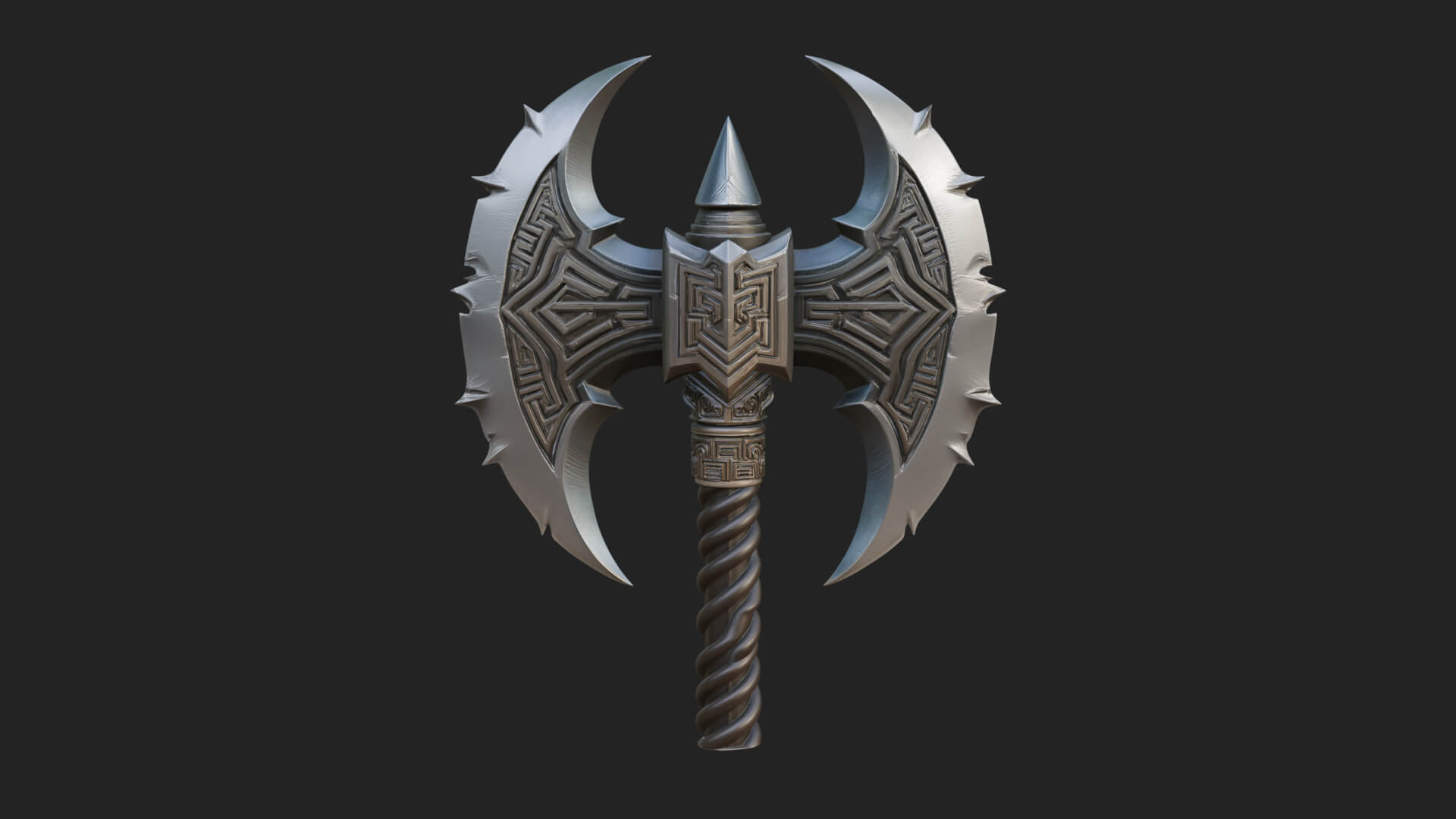 Twin Blade War Axe Model Design 10 3D Print Model 3D Model