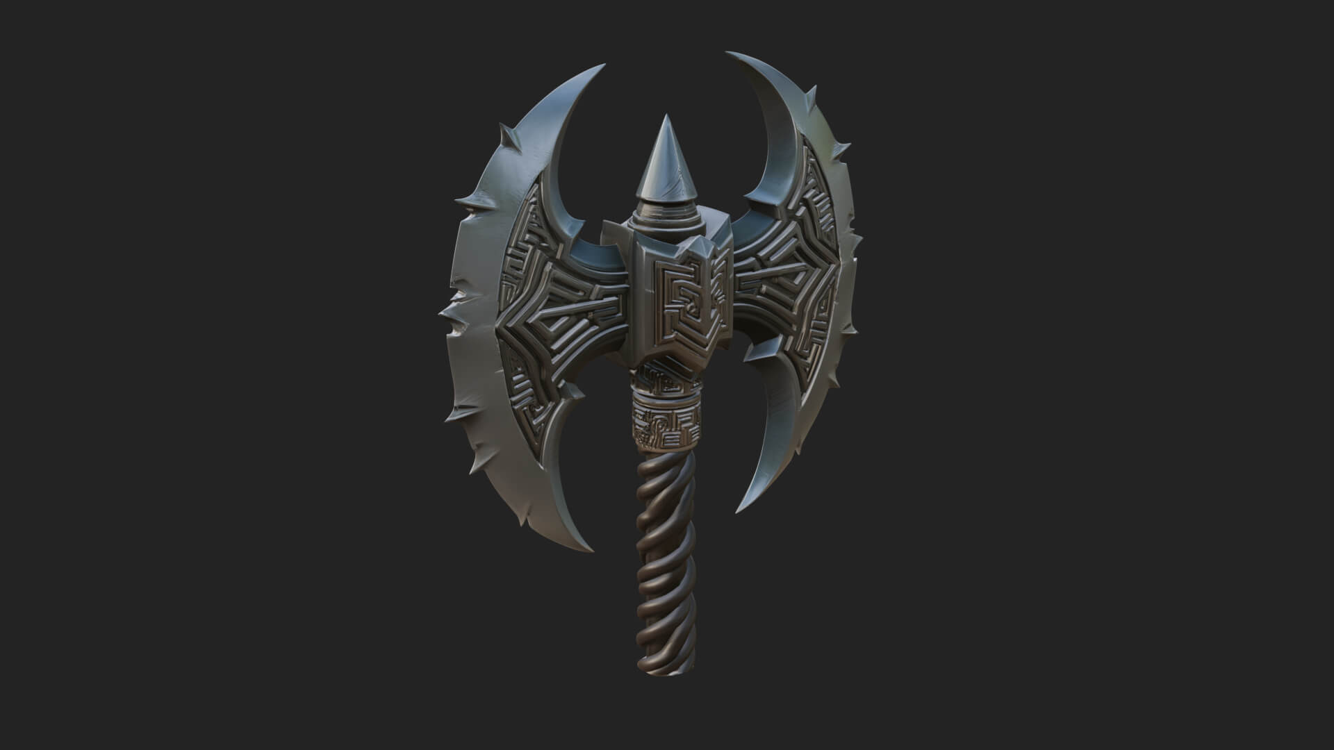 Twin Blade War Axe Model Design 10 3D Print Model 3D Model