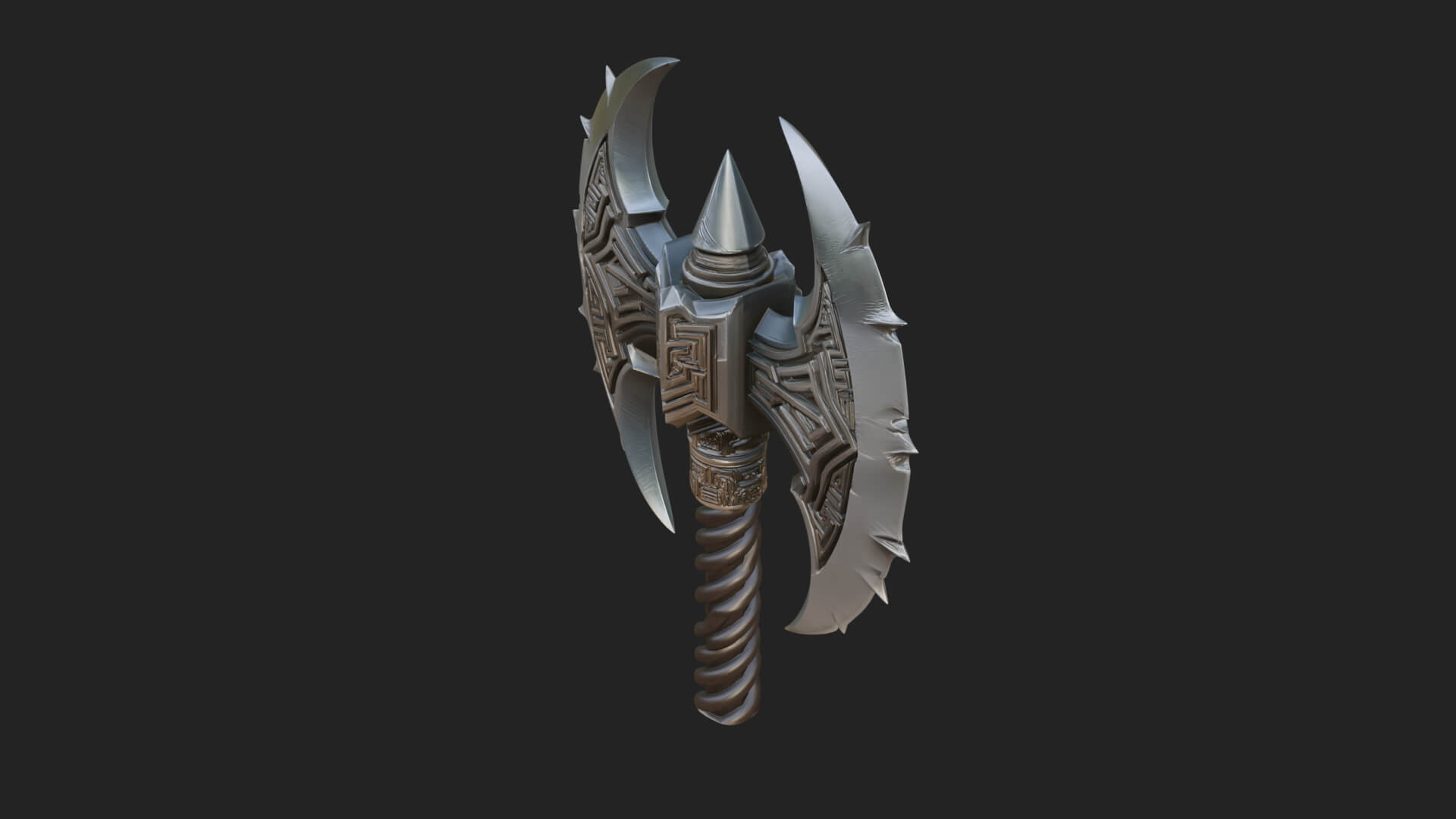 Twin Blade War Axe Model Design 10 3D Print Model 3D Model