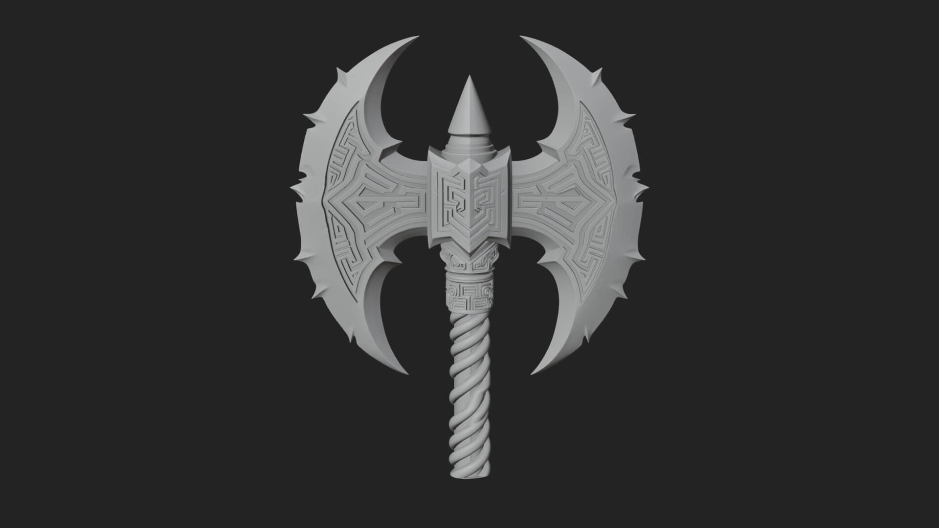 Twin Blade War Axe Model Design 10 3D Print Model 3D Model