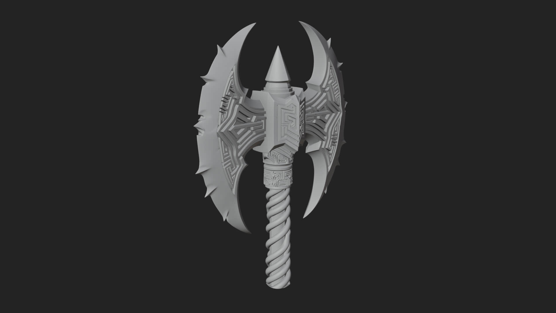 Twin Blade War Axe Model Design 10 3D Print Model 3D Model