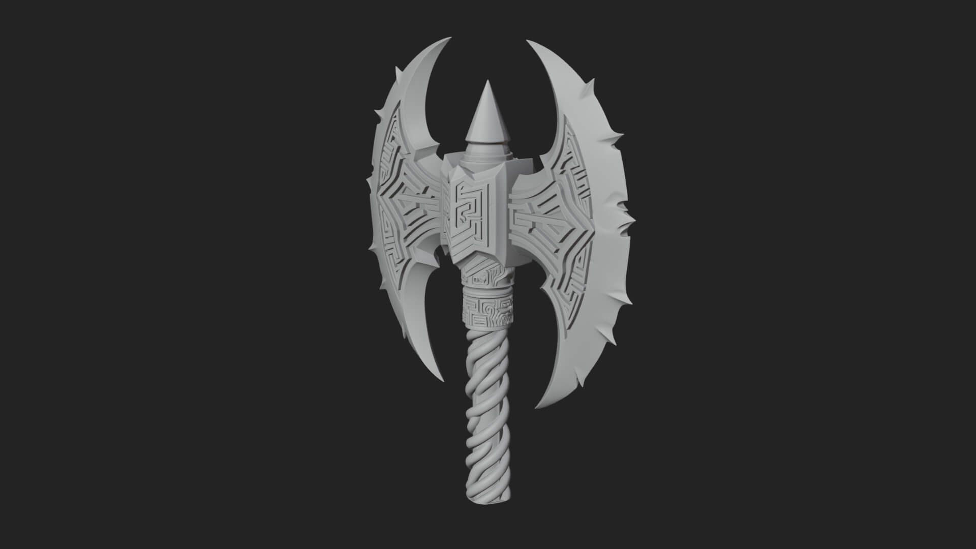 Twin Blade War Axe Model Design 10 3D Print Model 3D Model
