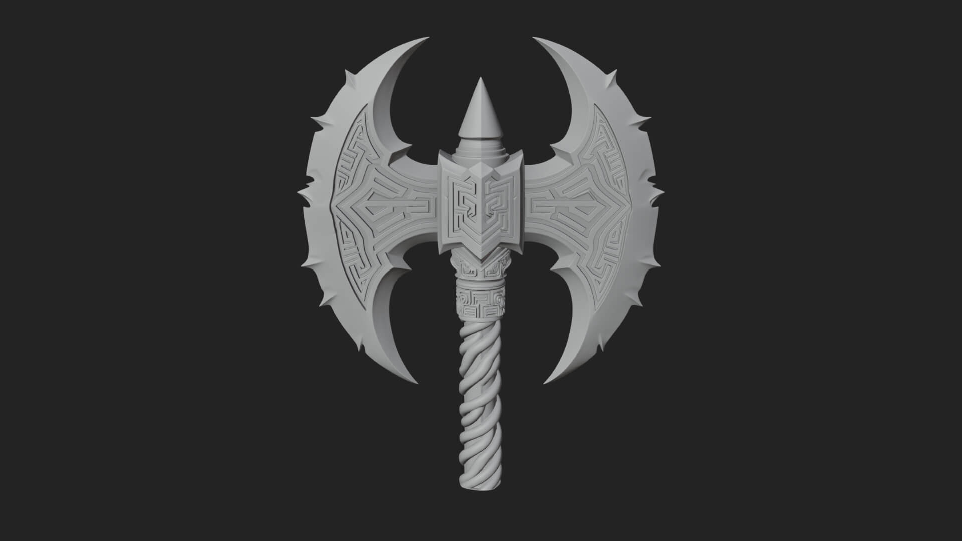 Twin Blade War Axe Model Design 10 3D Print Model 3D Model