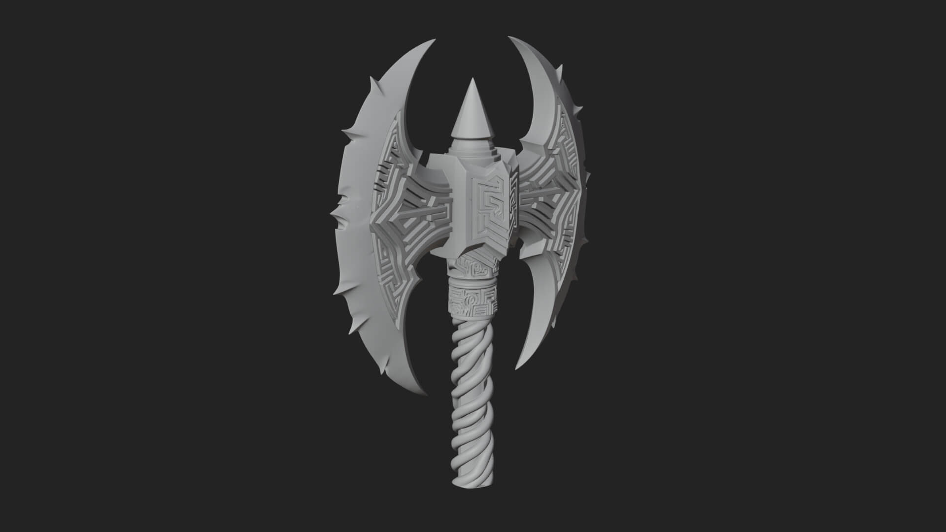 Twin Blade War Axe Model Design 10 3D Print Model 3D Model