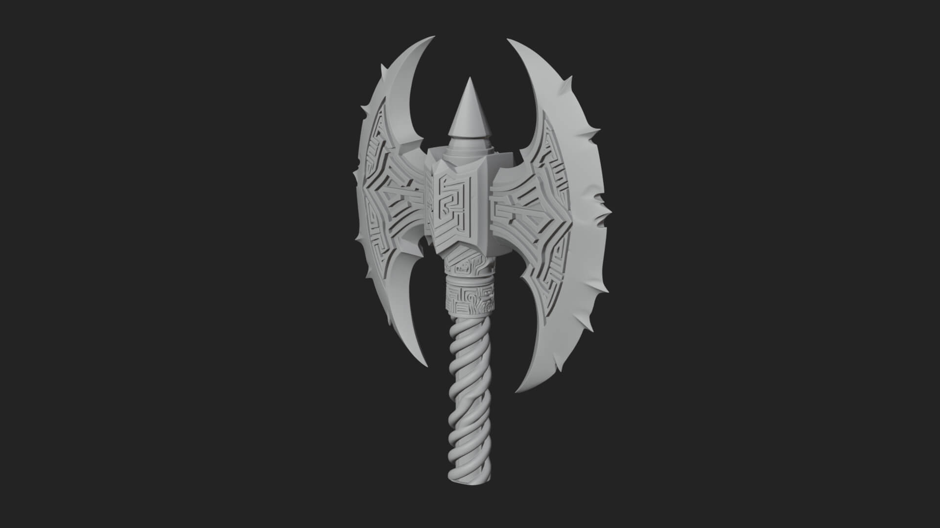 Twin Blade War Axe Model Design 10 3D Print Model 3D Model