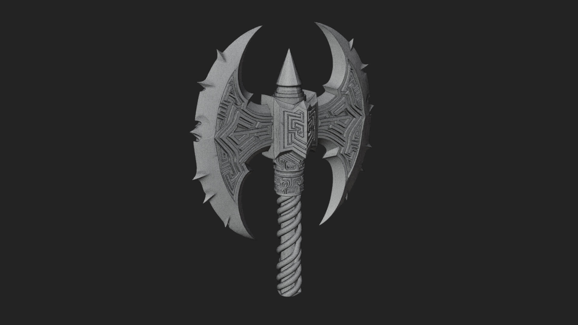 Twin Blade War Axe Model Design 10 3D Print Model 3D Model