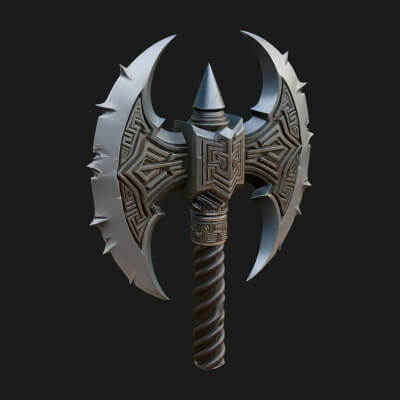 Twin Blade War Axe Model Design 10 3D Print Model