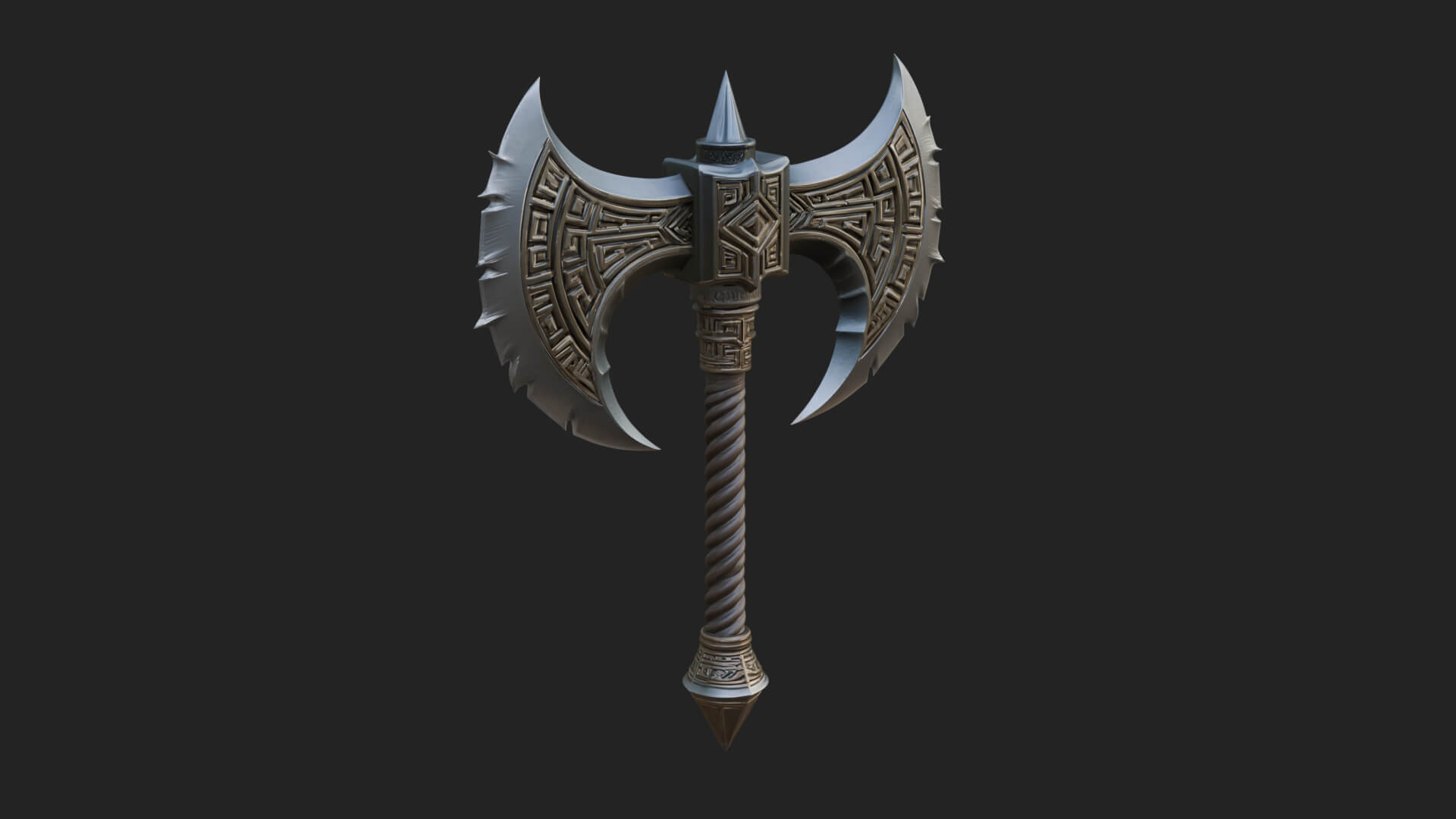 Twin Blade War Axe Model Design 11 3D Print Model 3D Model