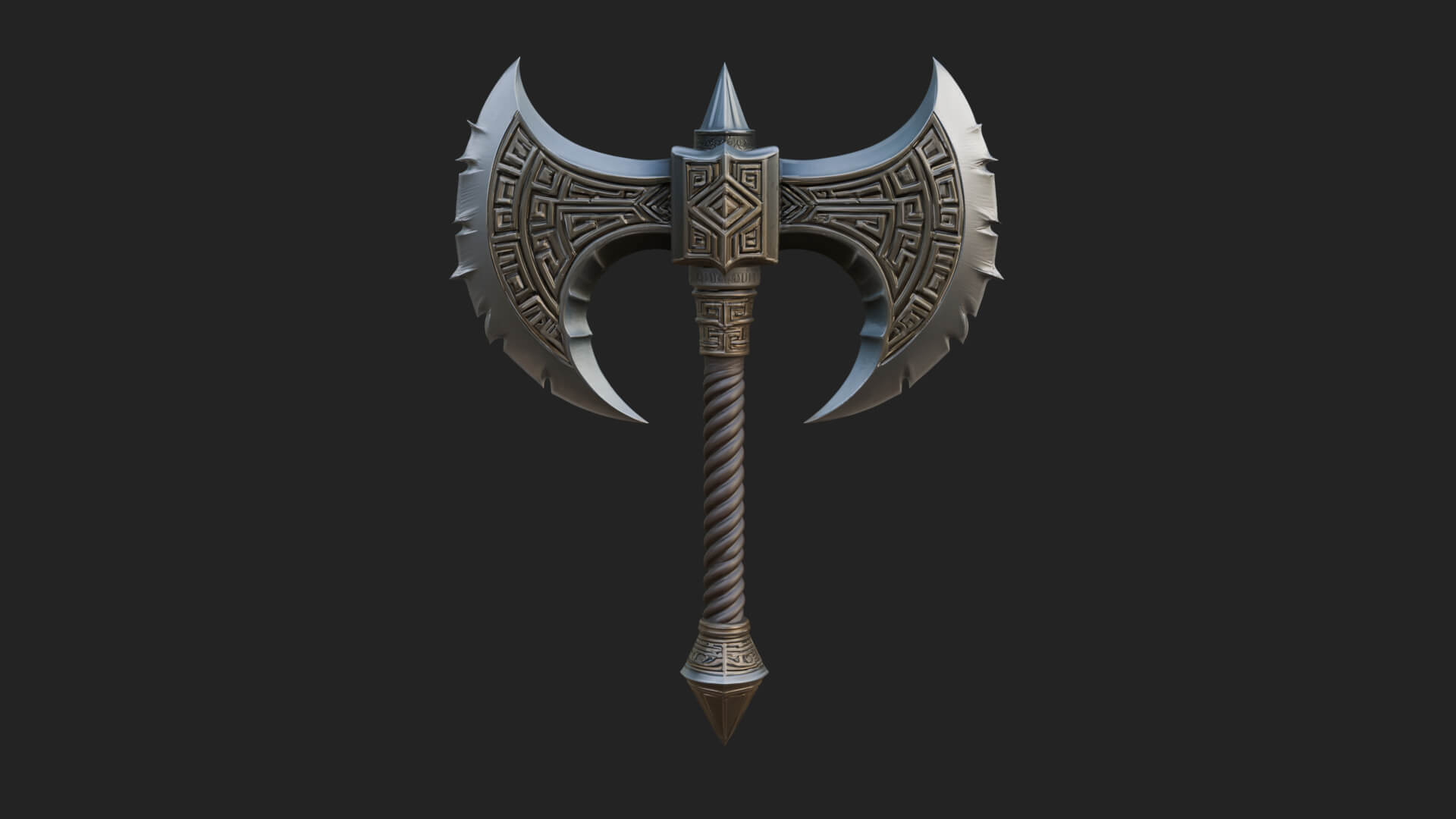 Twin Blade War Axe Model Design 11 3D Print Model 3D Model