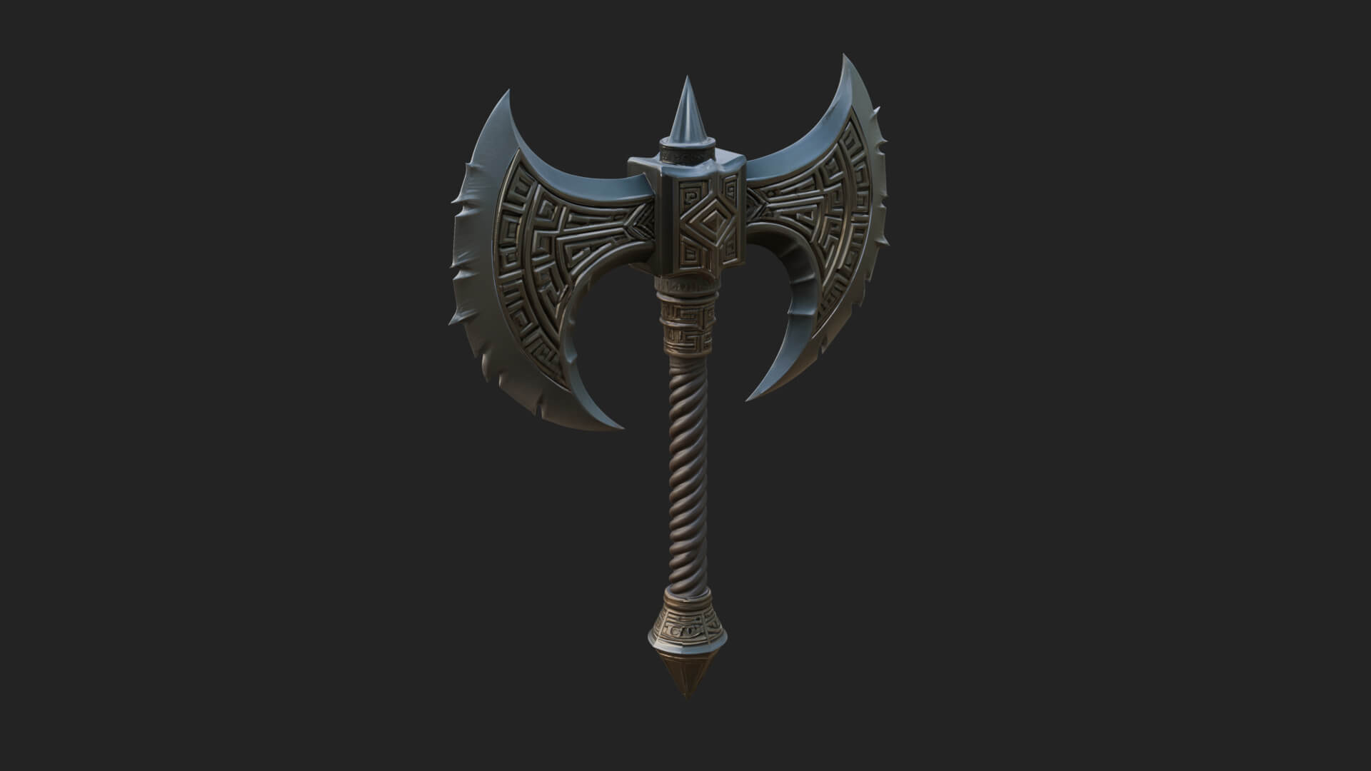 Twin Blade War Axe Model Design 11 3D Print Model 3D Model